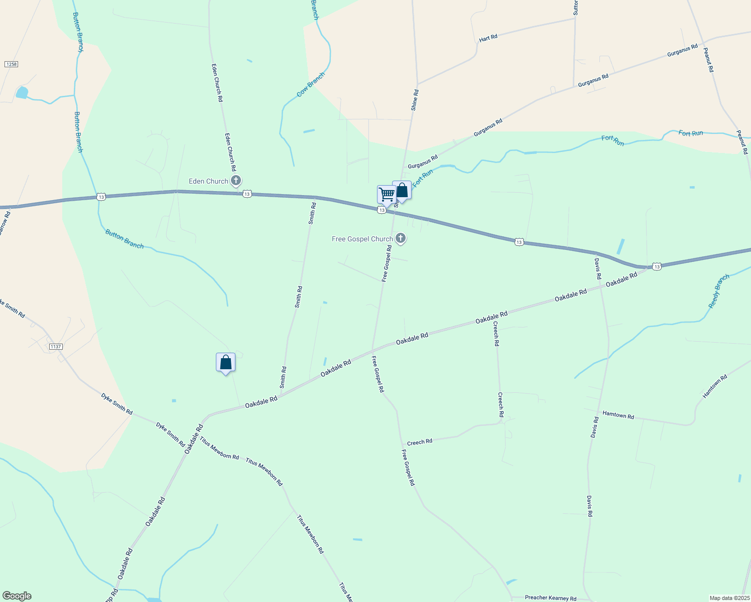 map of restaurants, bars, coffee shops, grocery stores, and more near 454 Free Gospel Road in Snow Hill
