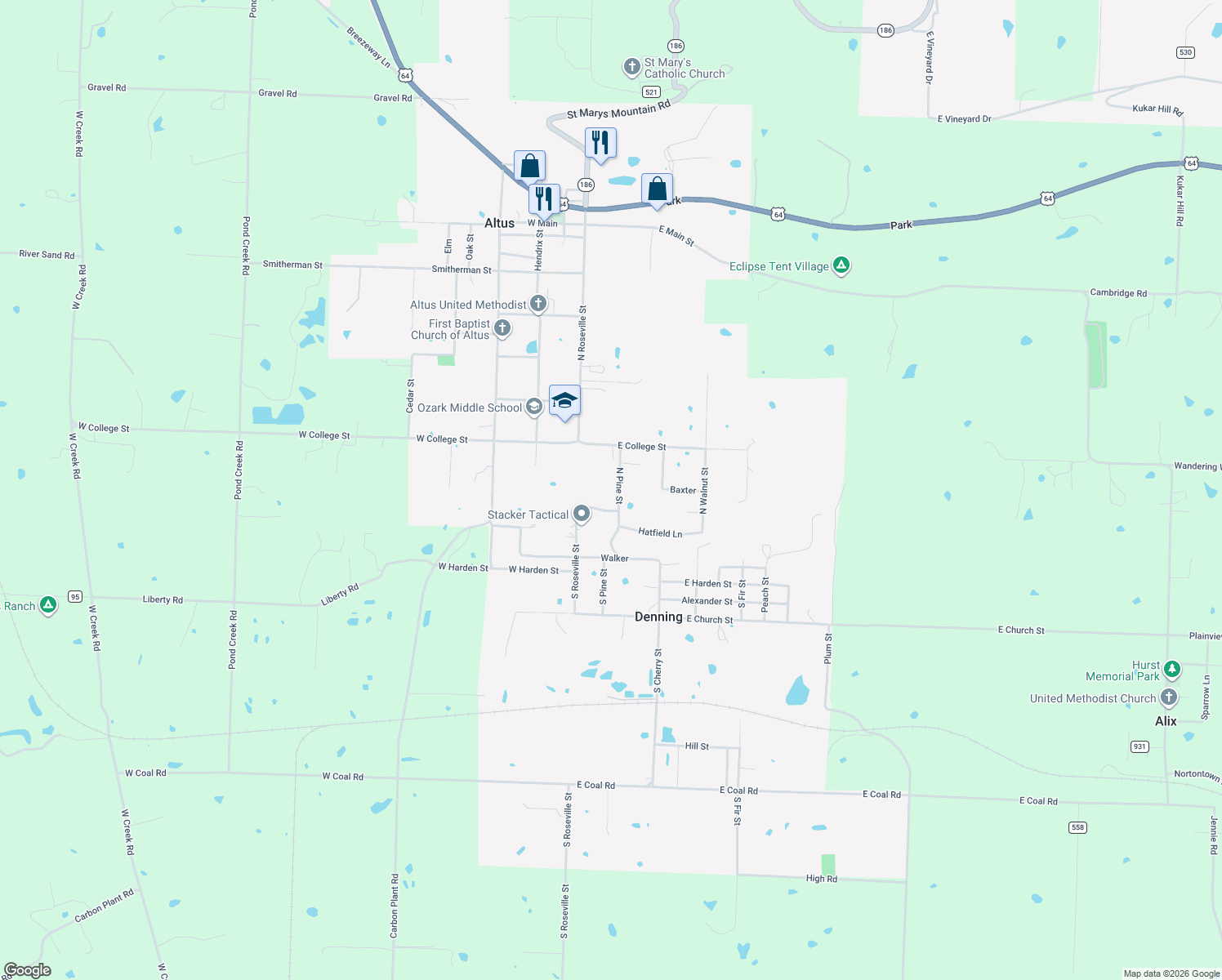 map of restaurants, bars, coffee shops, grocery stores, and more near in Altus