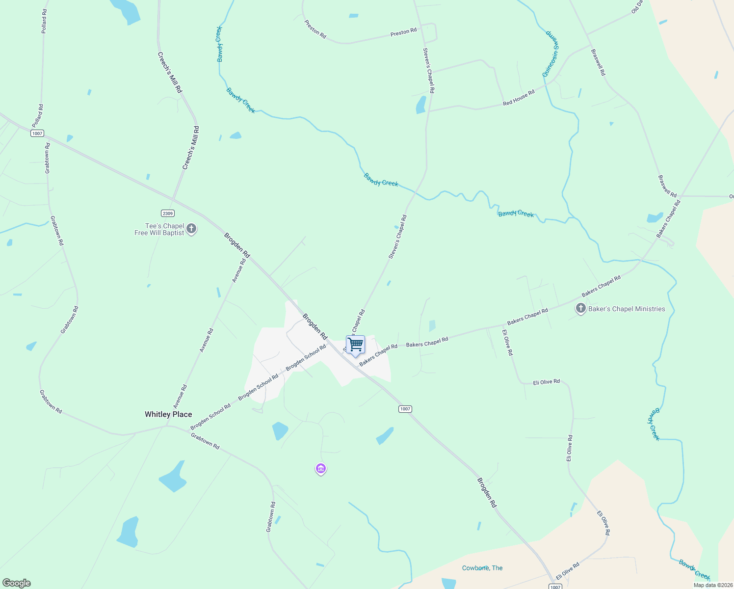 map of restaurants, bars, coffee shops, grocery stores, and more near 4446 Steven's Chapel Road in Smithfield