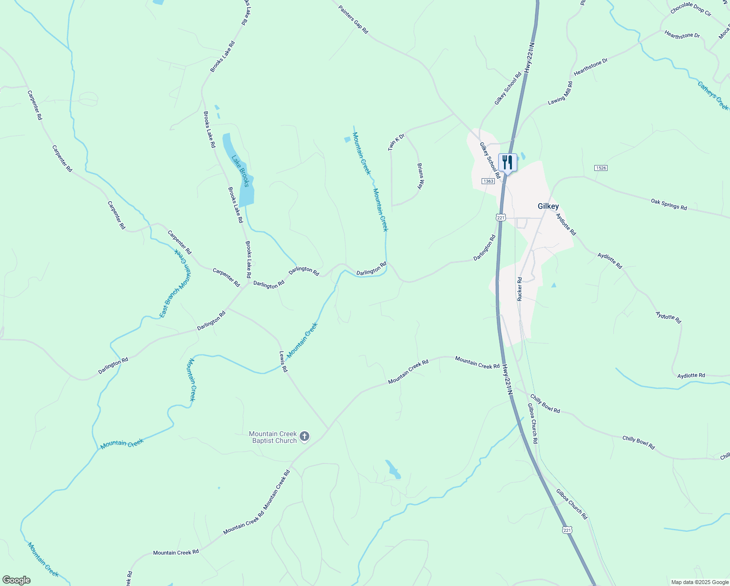 map of restaurants, bars, coffee shops, grocery stores, and more near 206 Forest Ridge Drive in Rutherfordton