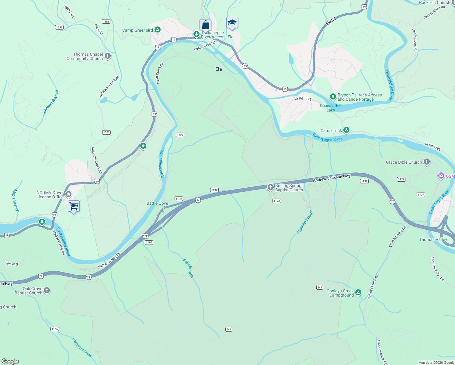 map of restaurants, bars, coffee shops, grocery stores, and more near 471 Old Bryson City Road in Whittier