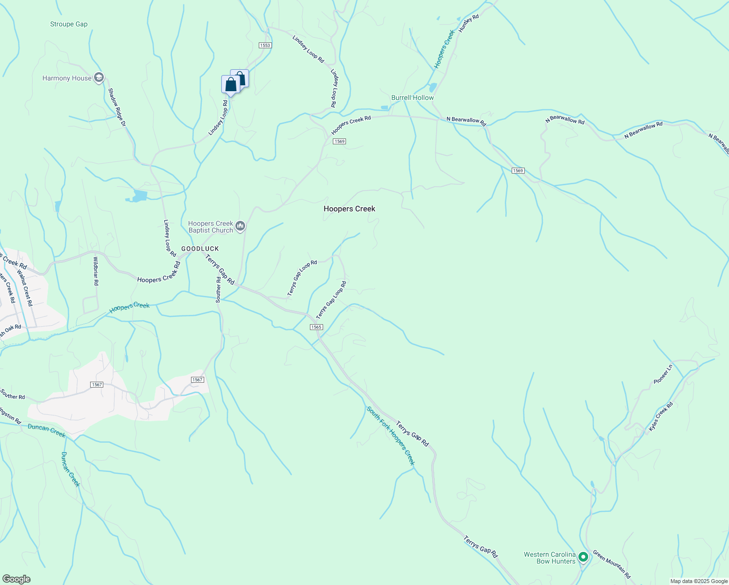 map of restaurants, bars, coffee shops, grocery stores, and more near 172 Rocky Top Ridge Drive in Fletcher