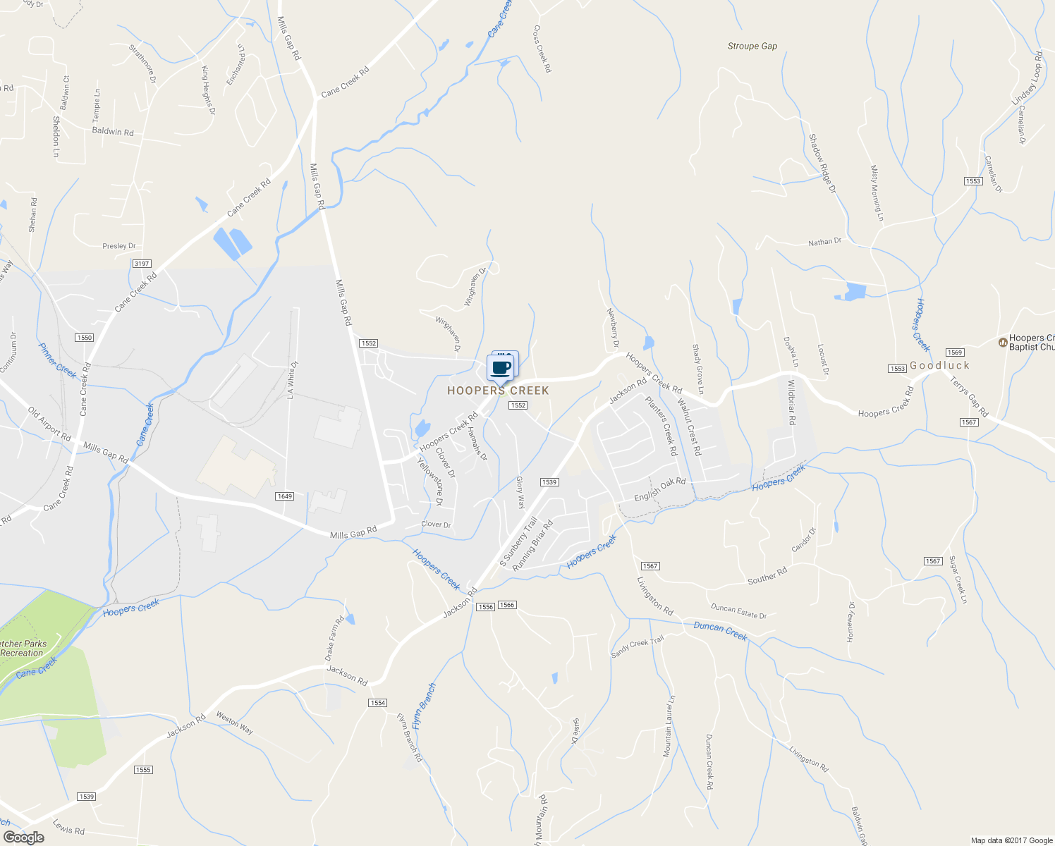 map of restaurants, bars, coffee shops, grocery stores, and more near 40 Souther Road in Fletcher