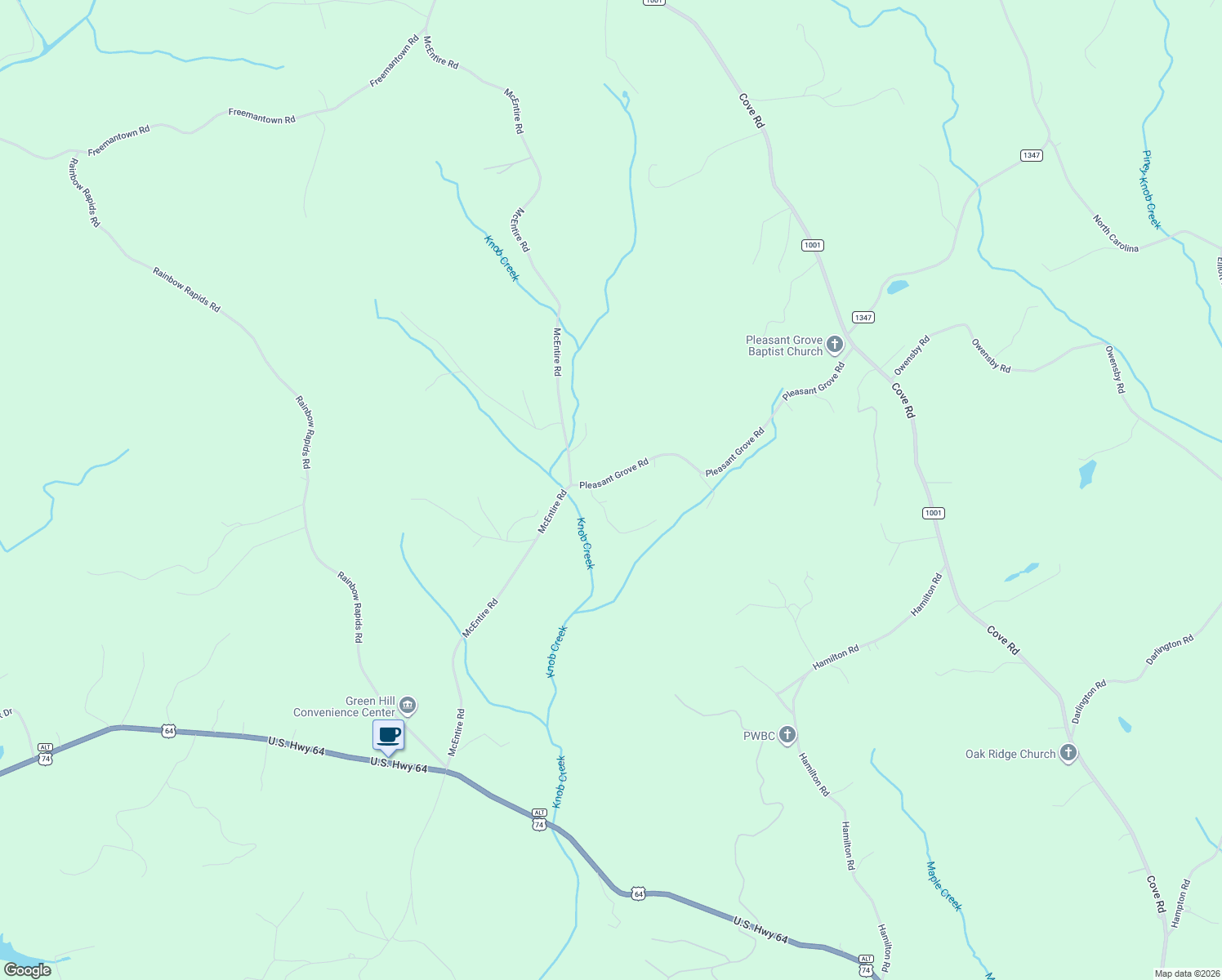 map of restaurants, bars, coffee shops, grocery stores, and more near 621 Pleasant Grove Road in Rutherfordton