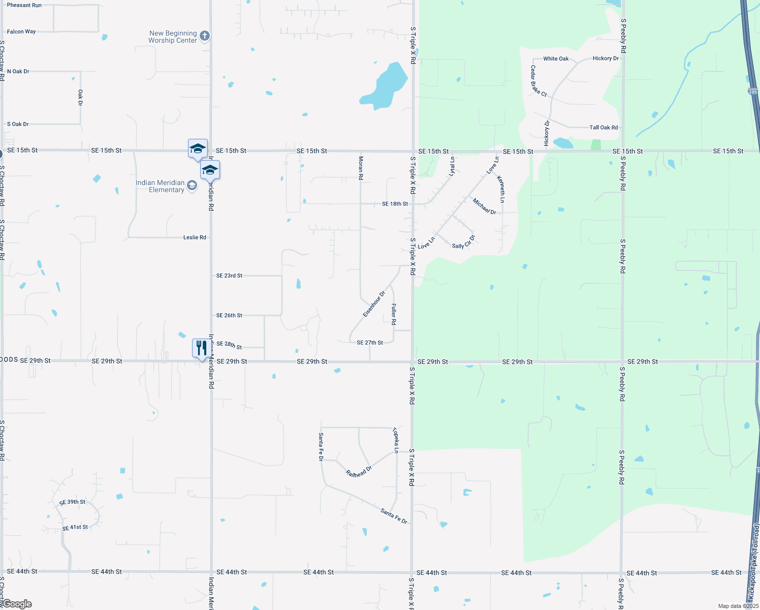 map of restaurants, bars, coffee shops, grocery stores, and more near 2666 Eisenhour Drive in Choctaw