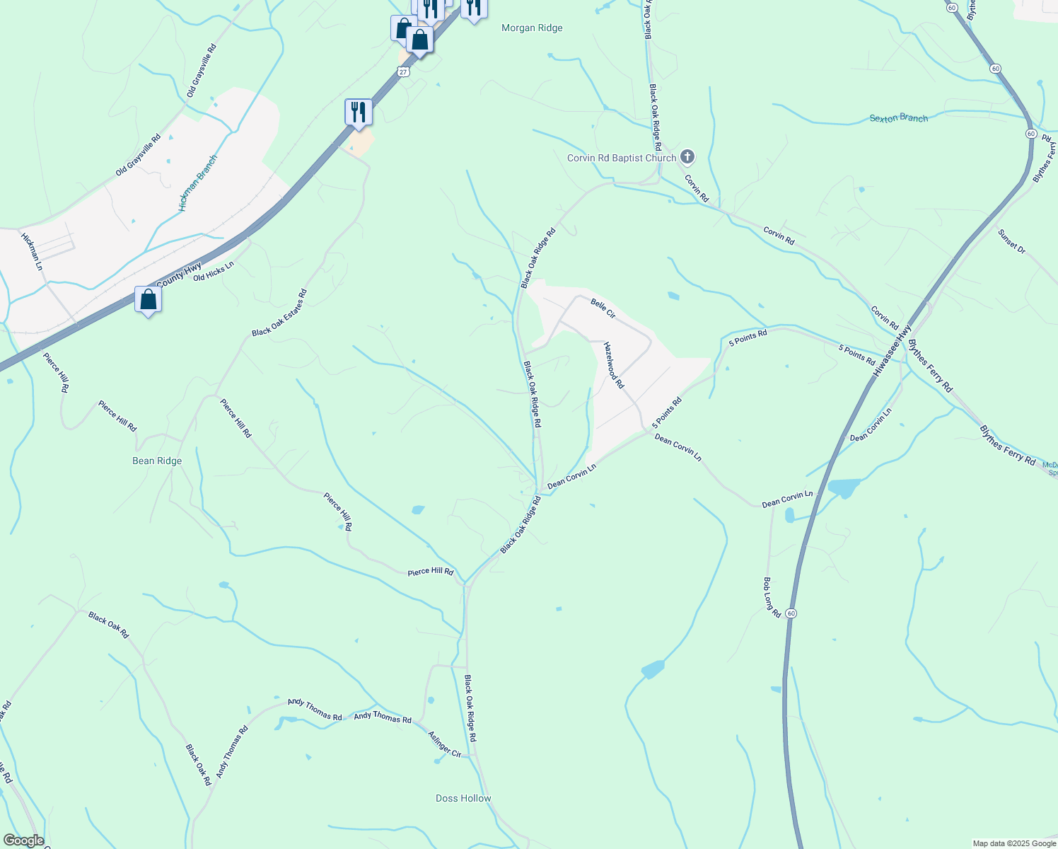 map of restaurants, bars, coffee shops, grocery stores, and more near 332 Ridgeside Drive in Dayton