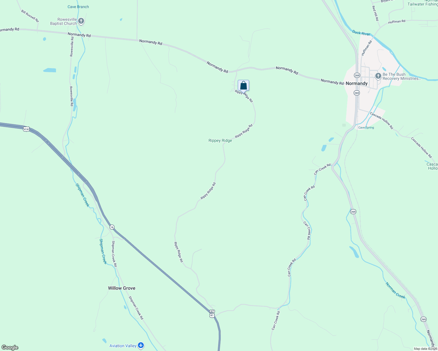 map of restaurants, bars, coffee shops, grocery stores, and more near 351 Rippy Ridge Road in Normandy