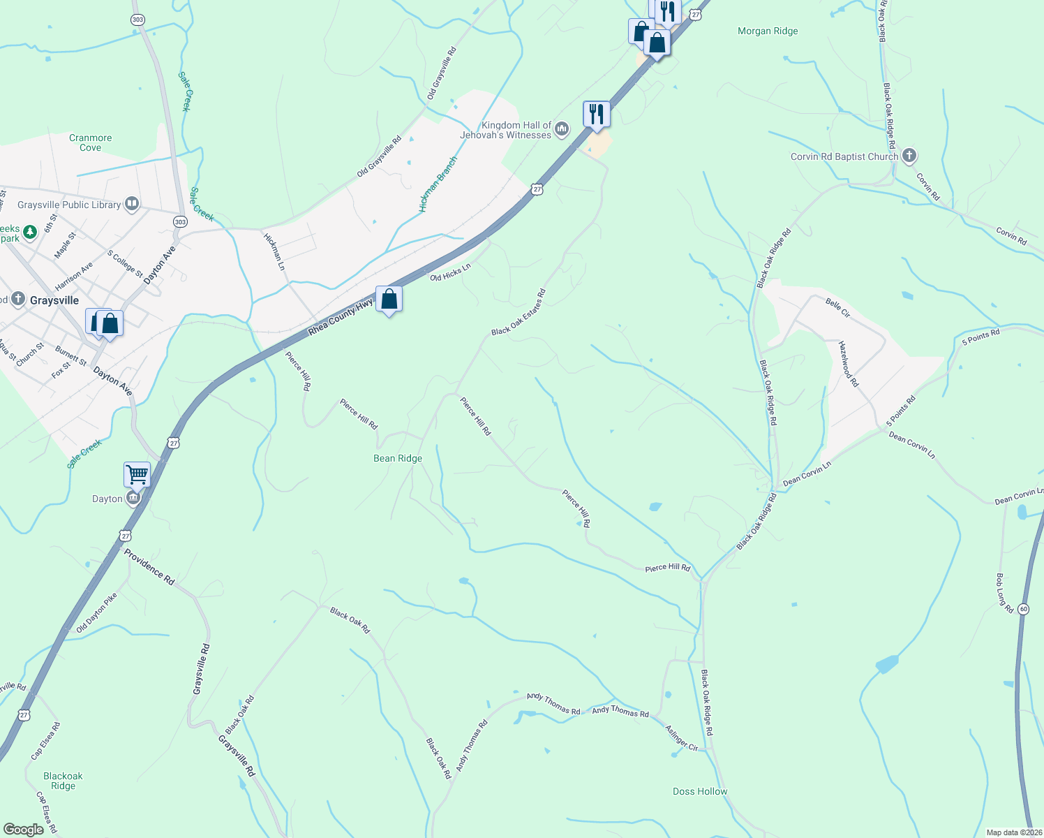 map of restaurants, bars, coffee shops, grocery stores, and more near 1453 Pierce Hill Rd in Dayton