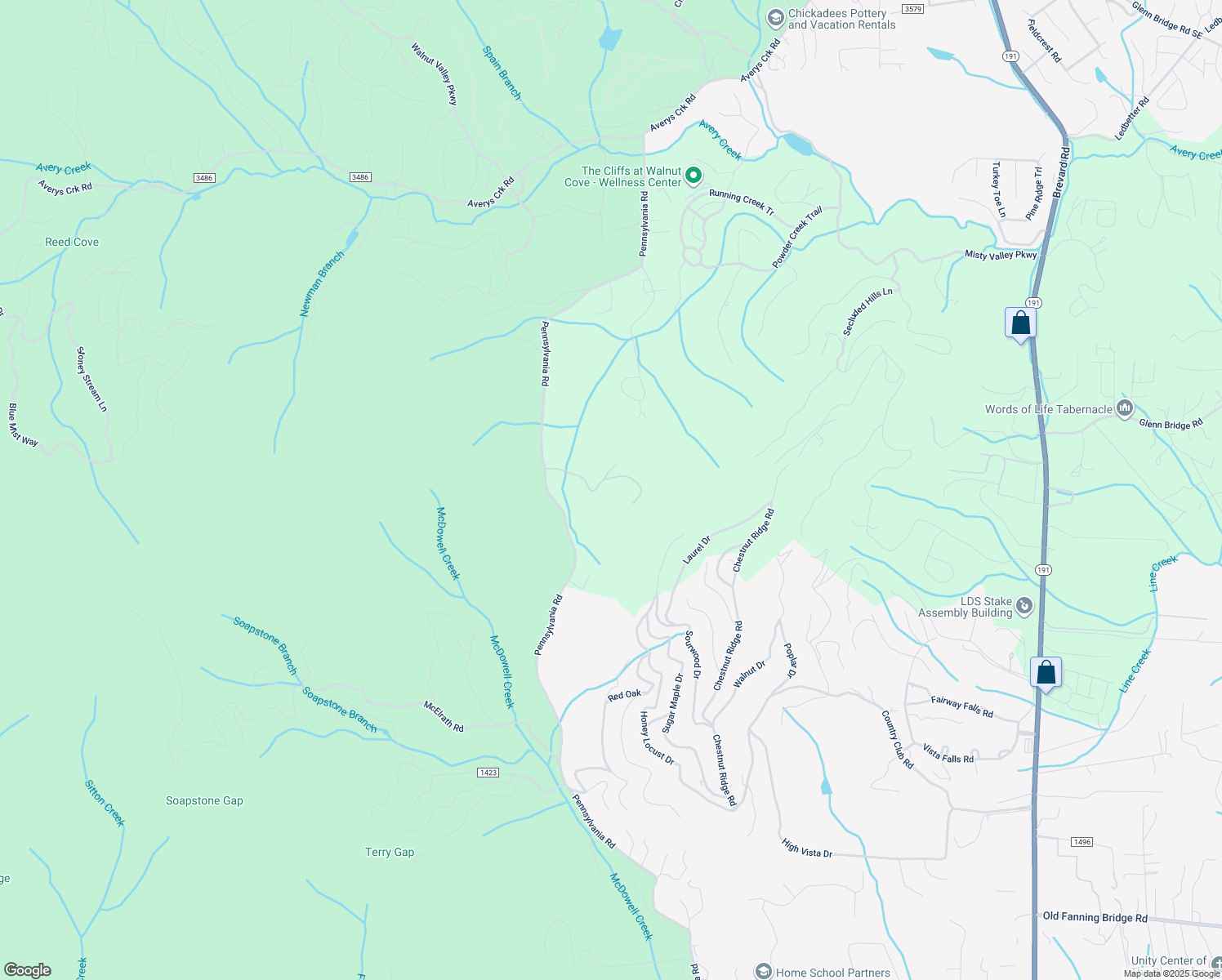 map of restaurants, bars, coffee shops, grocery stores, and more near 692 Pennsylvania Road in Arden