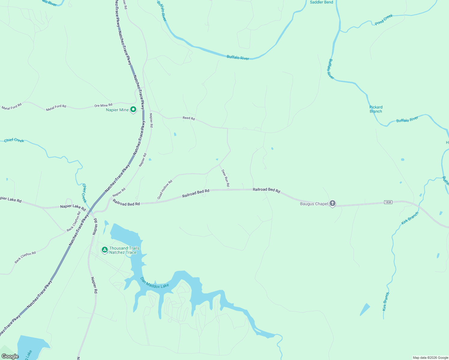 map of restaurants, bars, coffee shops, grocery stores, and more near 119 Deer Run Road in Summertown