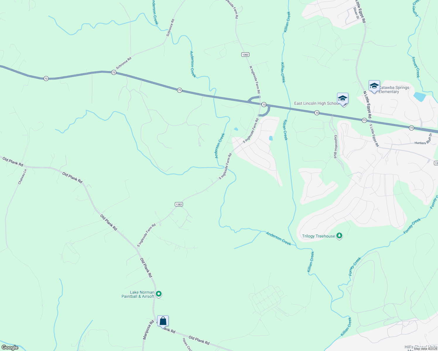 map of restaurants, bars, coffee shops, grocery stores, and more near 480 South Ingleside Farm Road in Iron Station