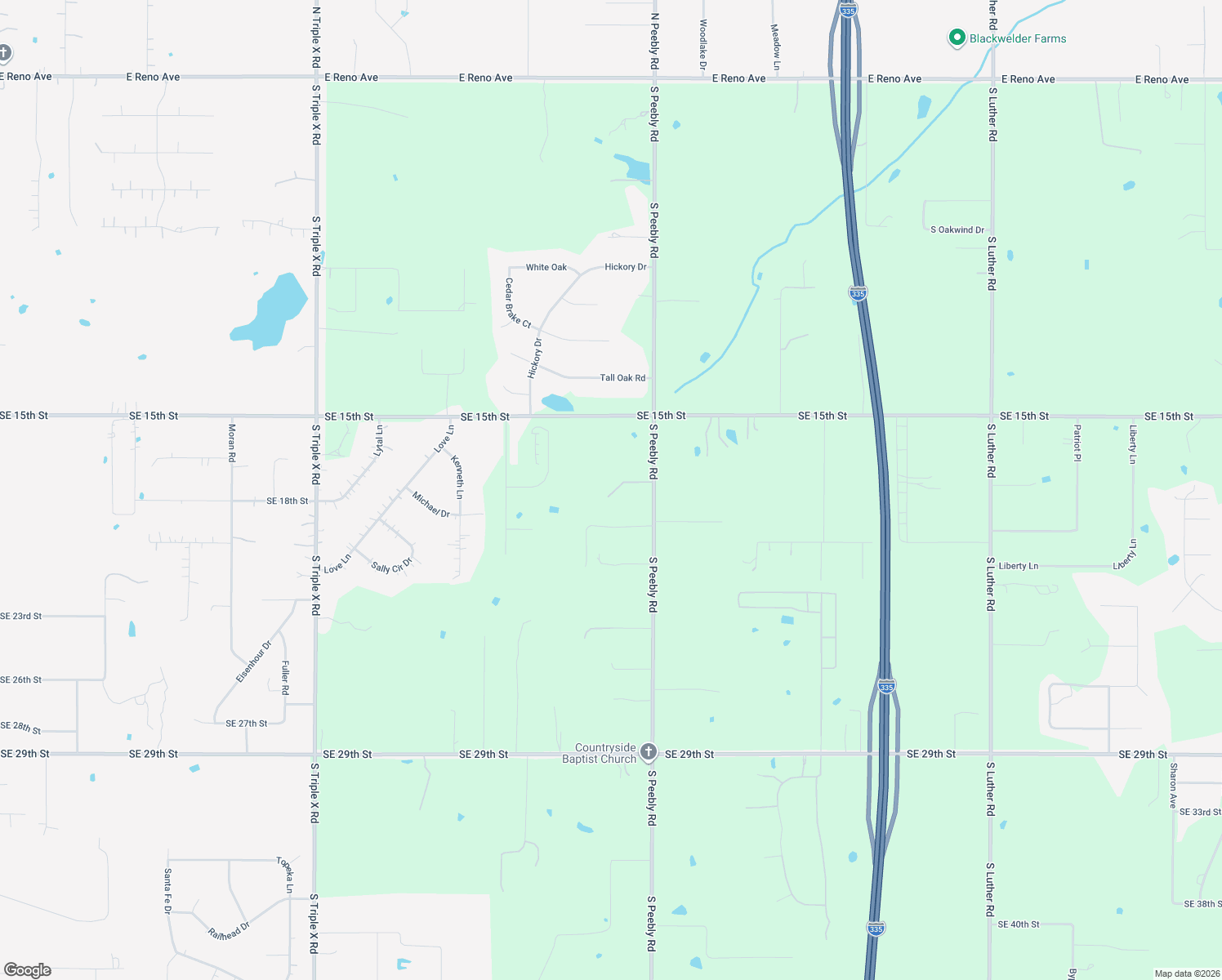 map of restaurants, bars, coffee shops, grocery stores, and more near 1901 South Peebly Road in Choctaw