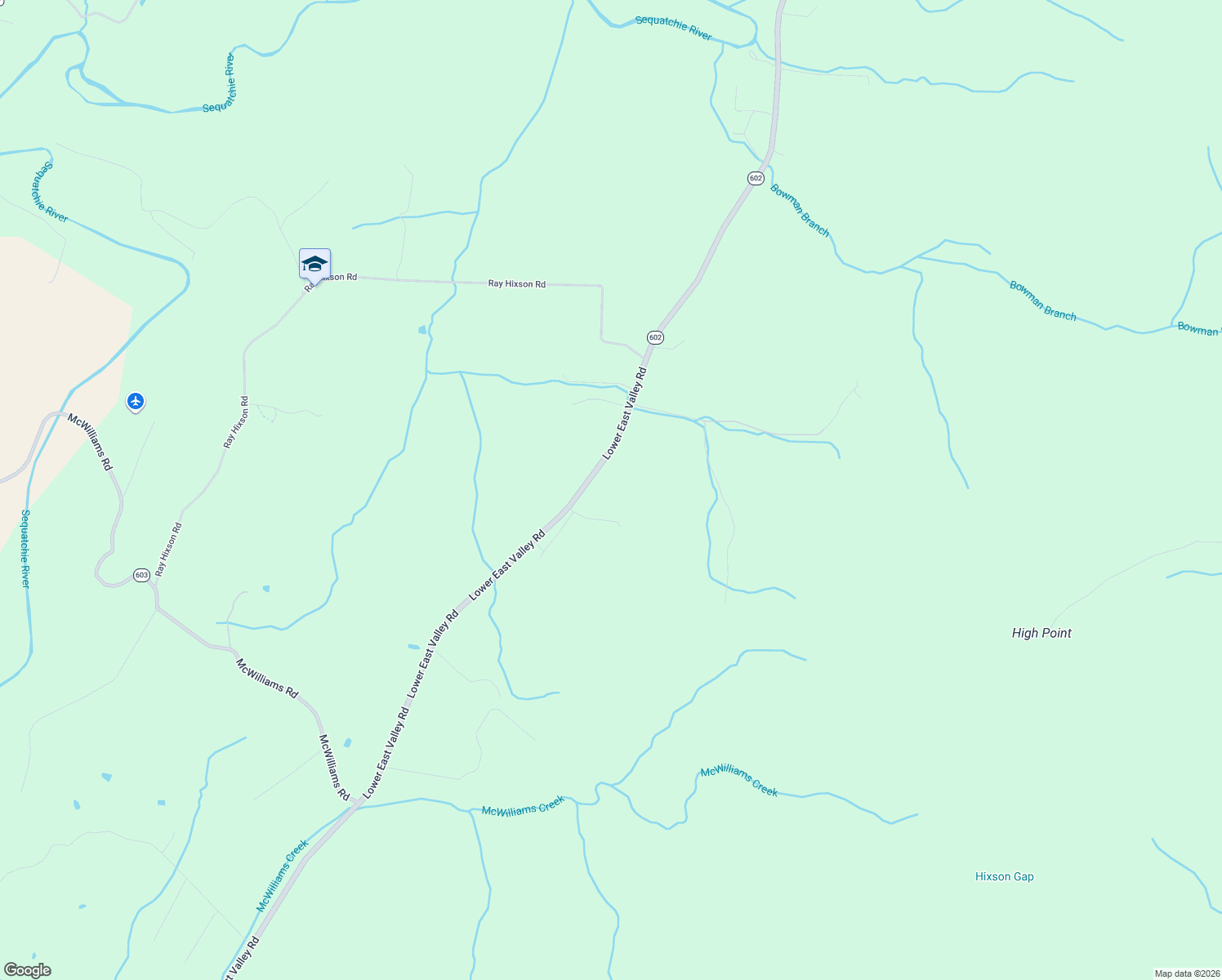 map of restaurants, bars, coffee shops, grocery stores, and more near 2604 Lower East Valley Road in Dunlap