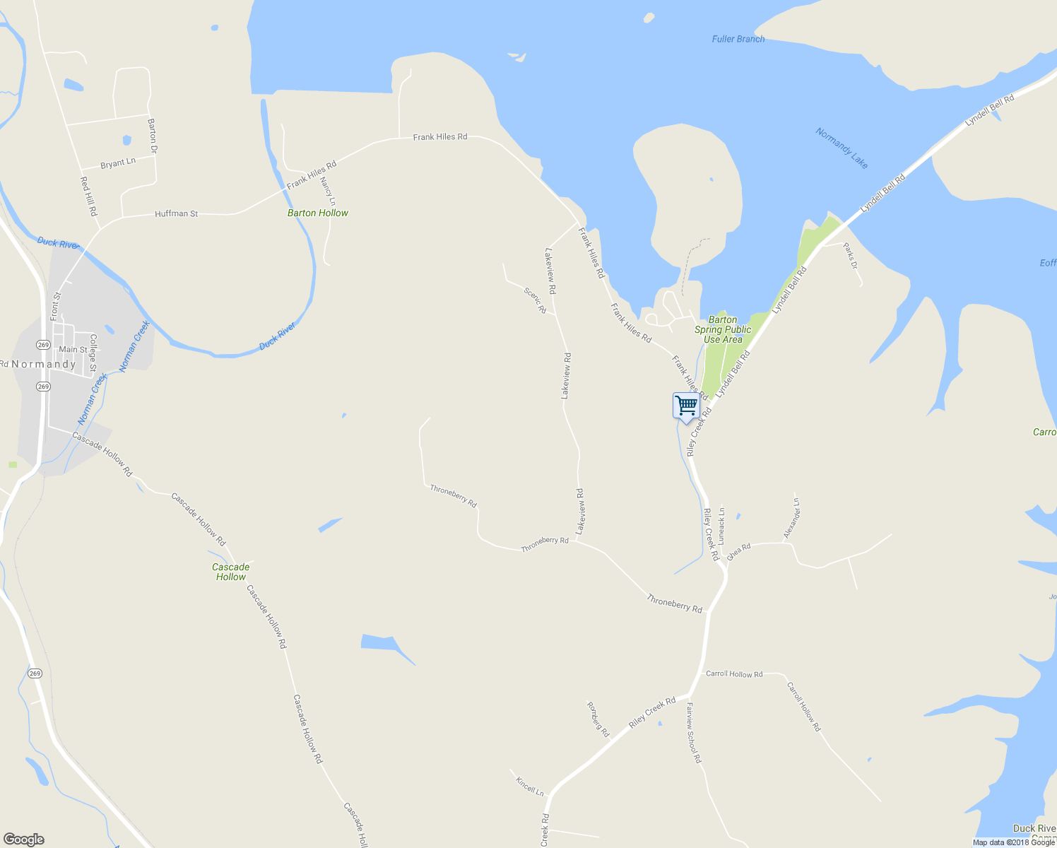 map of restaurants, bars, coffee shops, grocery stores, and more near 413 Lakeview Road in Normandy