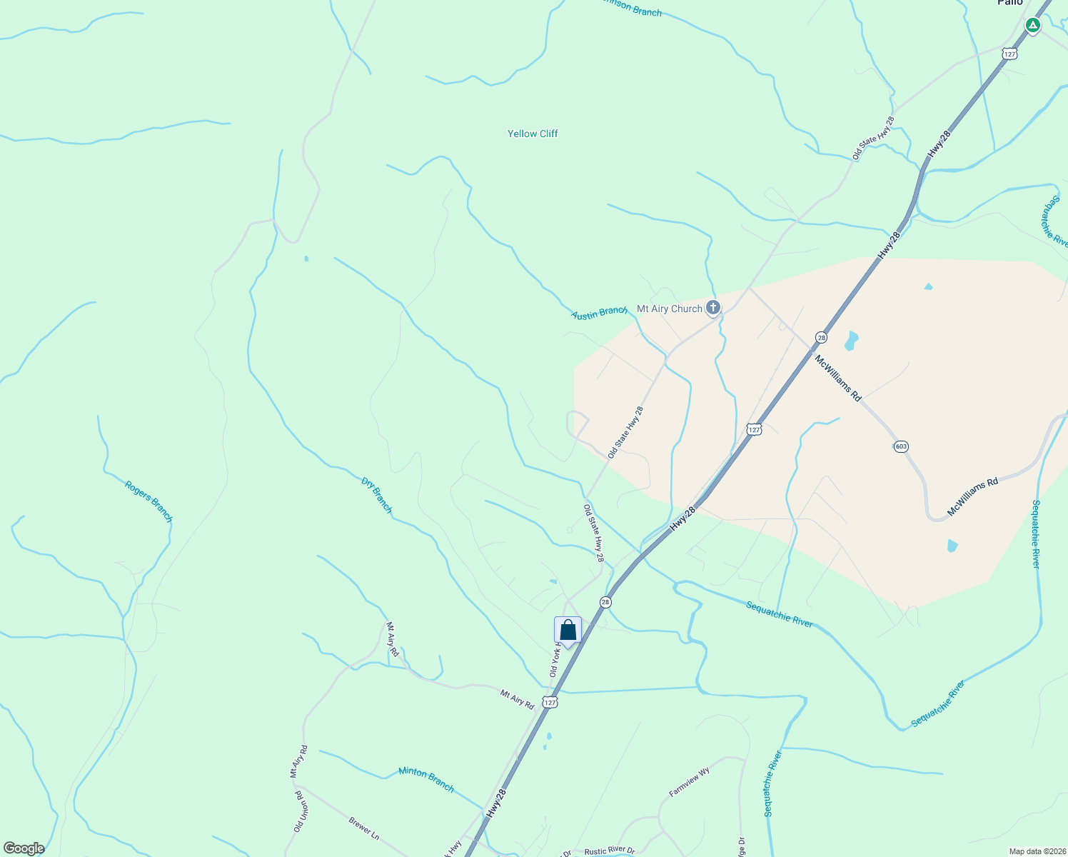 map of restaurants, bars, coffee shops, grocery stores, and more near 109 Brow Road in Dunlap