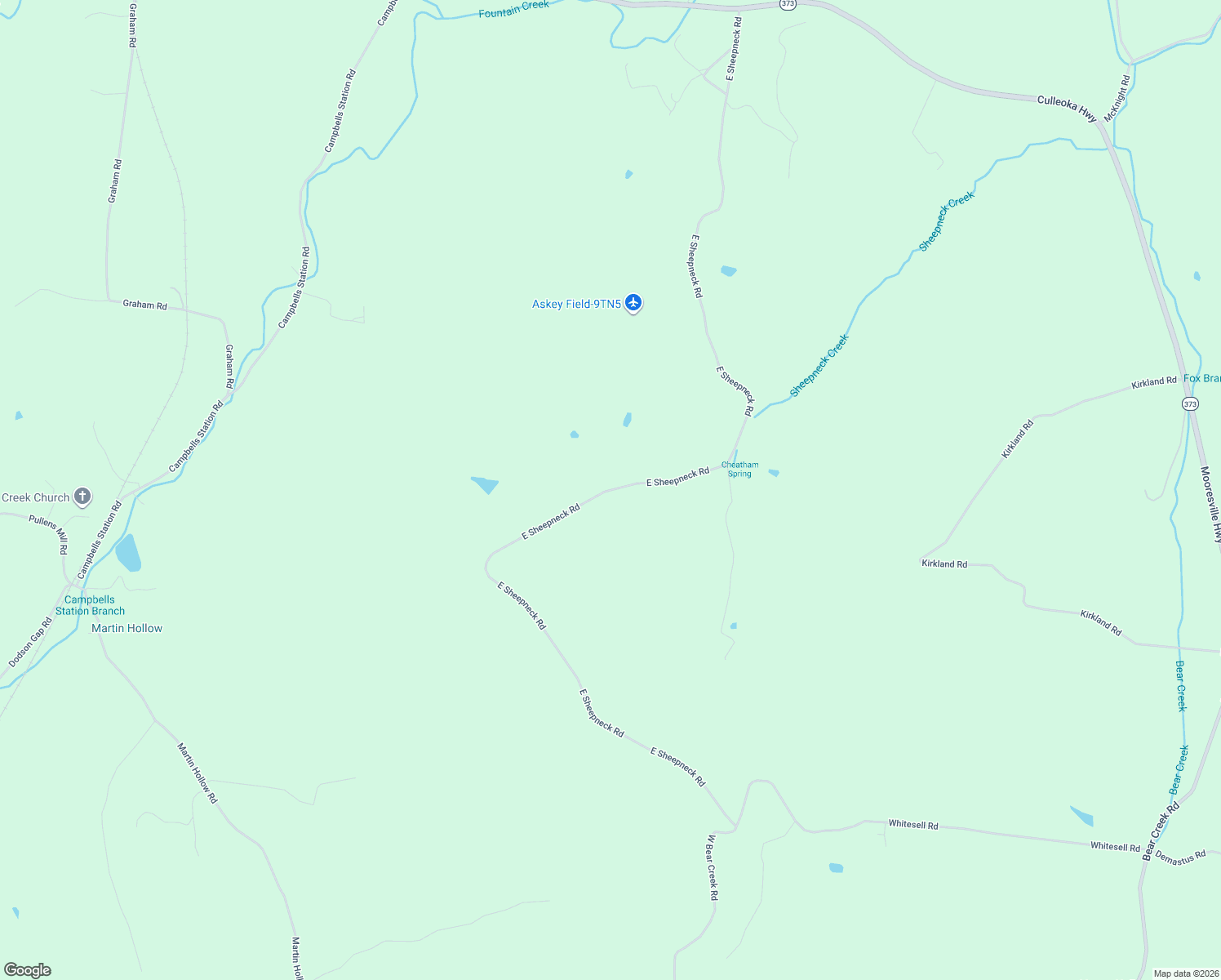 map of restaurants, bars, coffee shops, grocery stores, and more near East Sheepneck Road in Culleoka