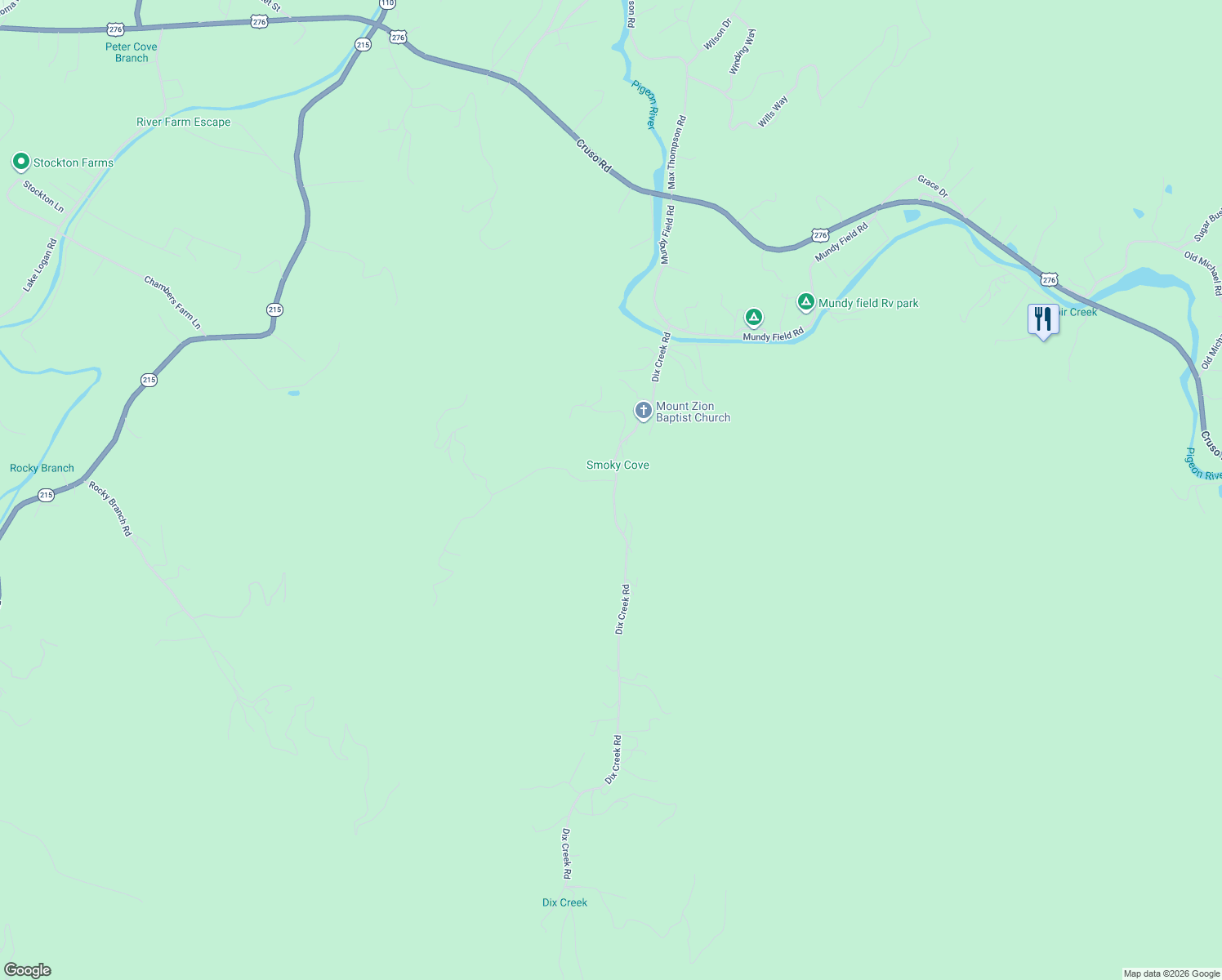 map of restaurants, bars, coffee shops, grocery stores, and more near 9 Smokey Cove Road in Canton