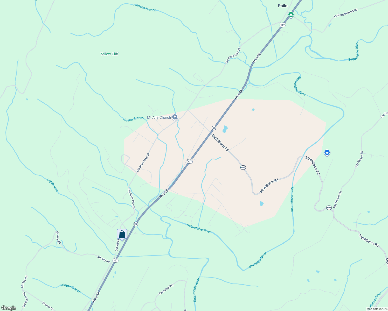 map of restaurants, bars, coffee shops, grocery stores, and more near 21590 U.S. 127 in Dunlap
