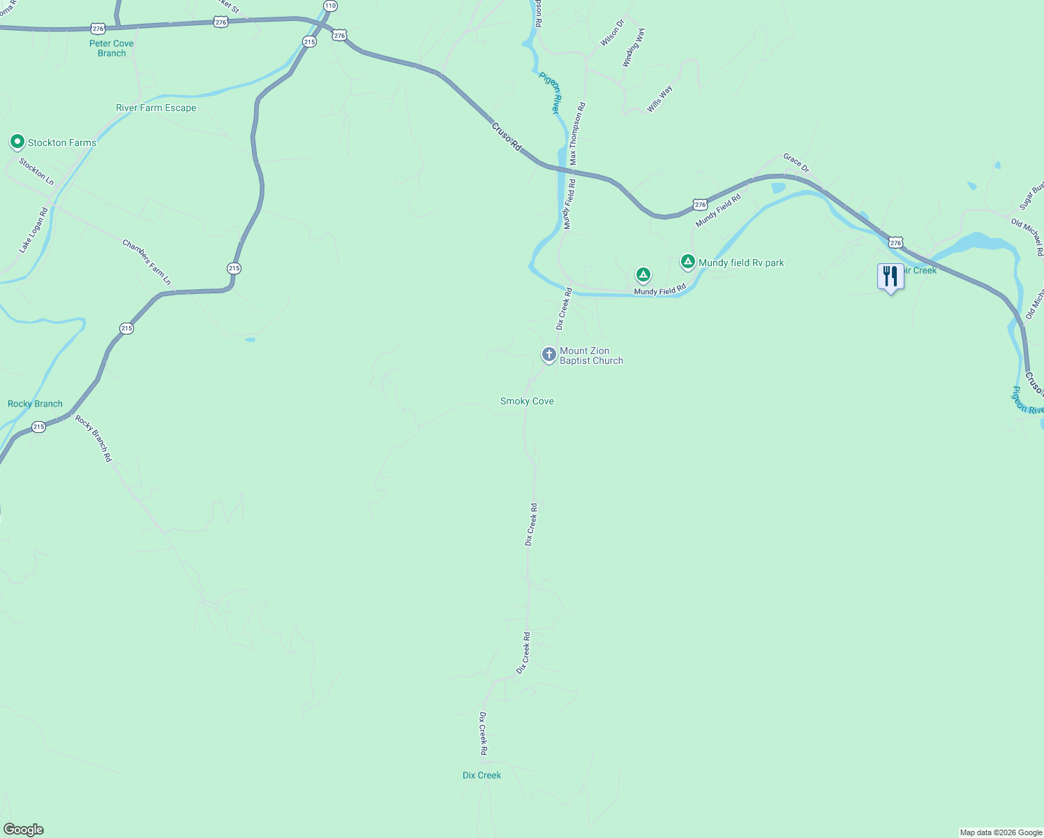 map of restaurants, bars, coffee shops, grocery stores, and more near 9 Smokey Cove Road in Canton