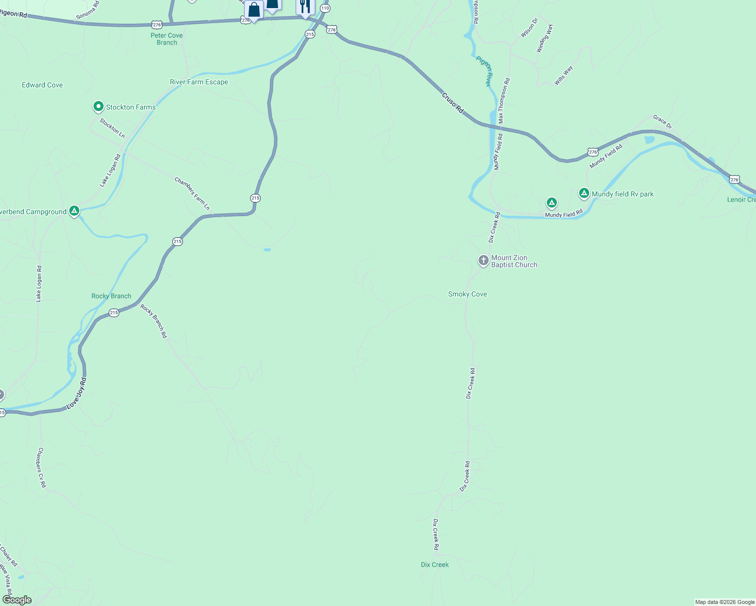 map of restaurants, bars, coffee shops, grocery stores, and more near 115 Paradise Mountain Road in Canton