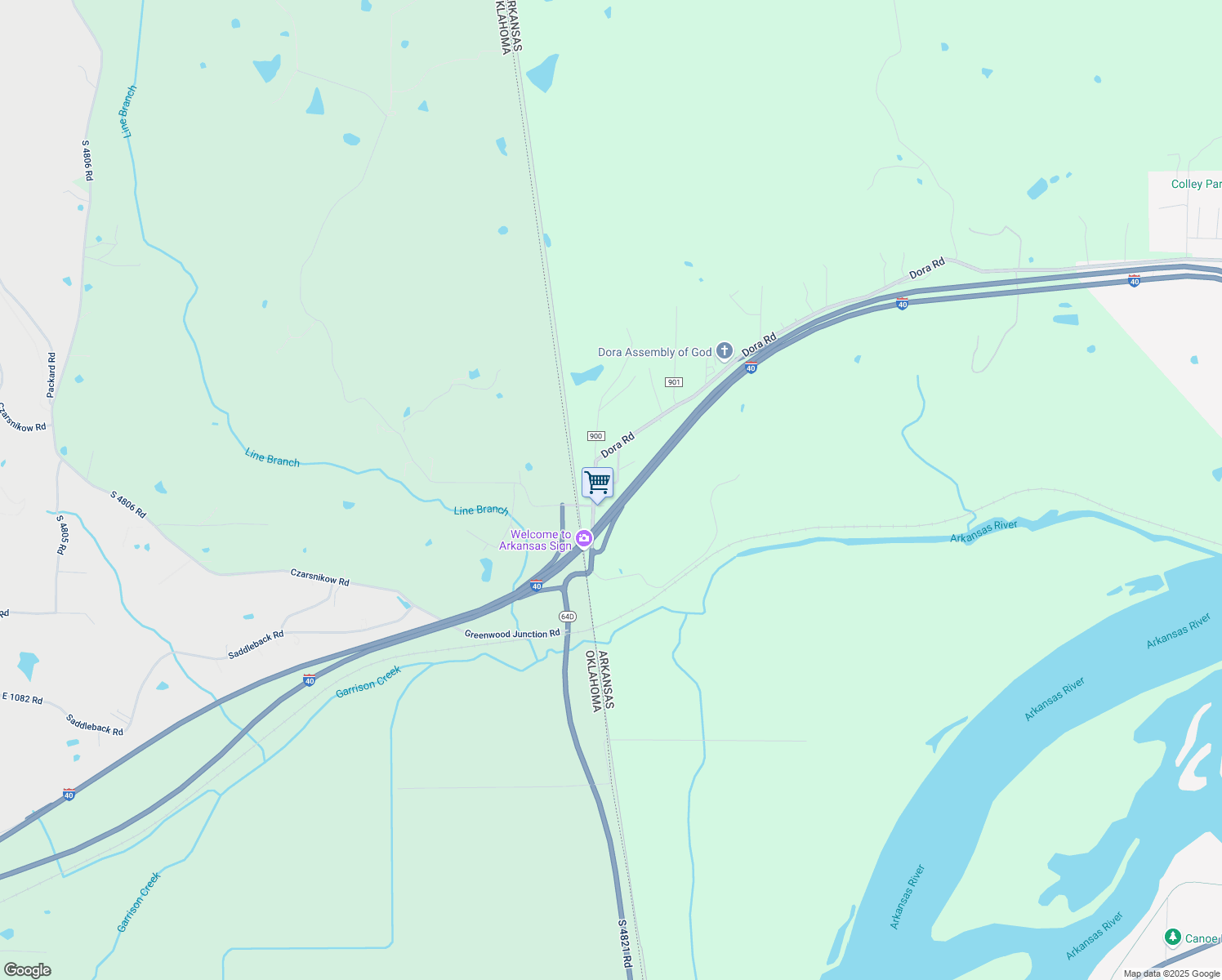 map of restaurants, bars, coffee shops, grocery stores, and more near 920 Stateline Drive in Van Buren