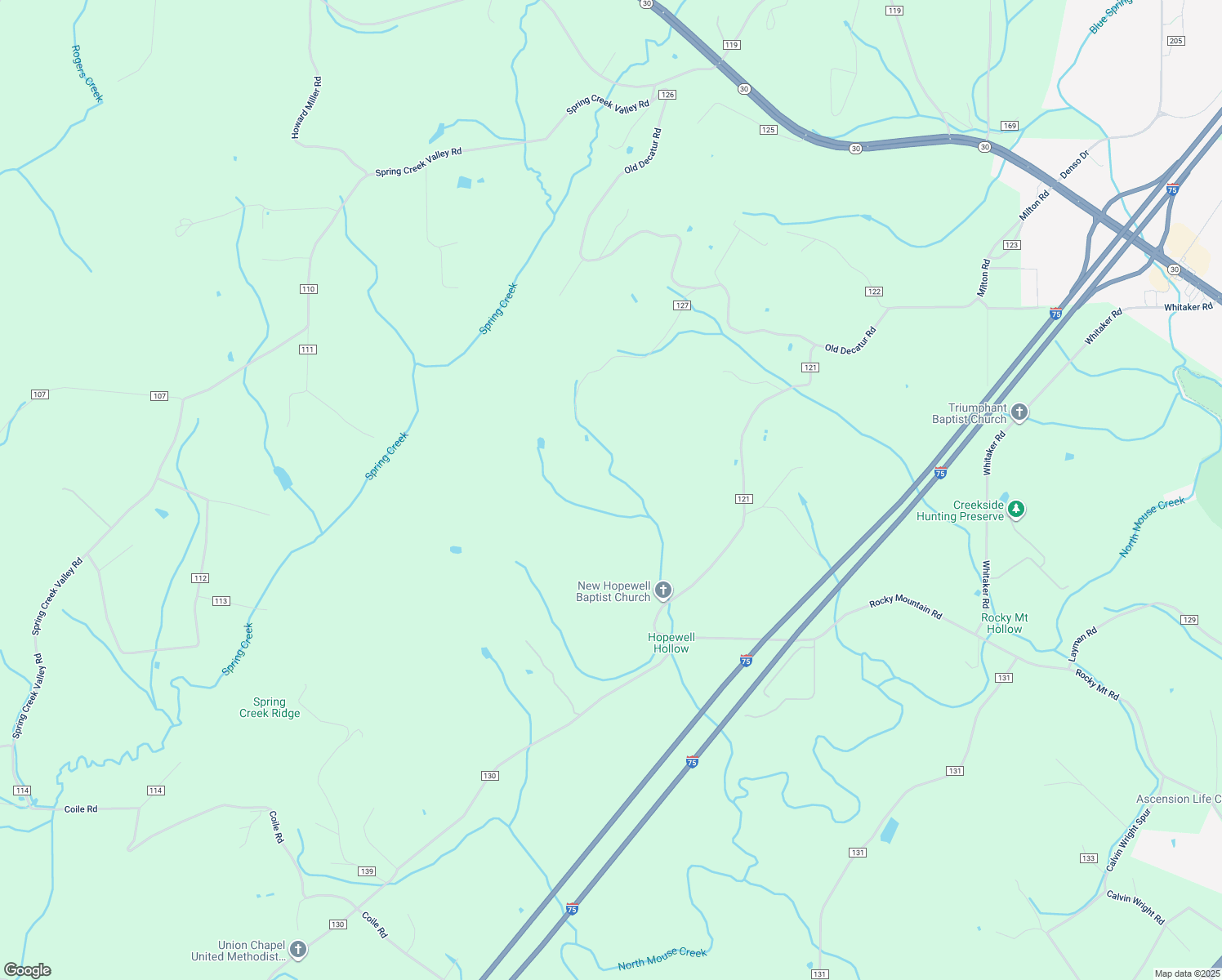 map of restaurants, bars, coffee shops, grocery stores, and more near 320 County Road 121 in Athens
