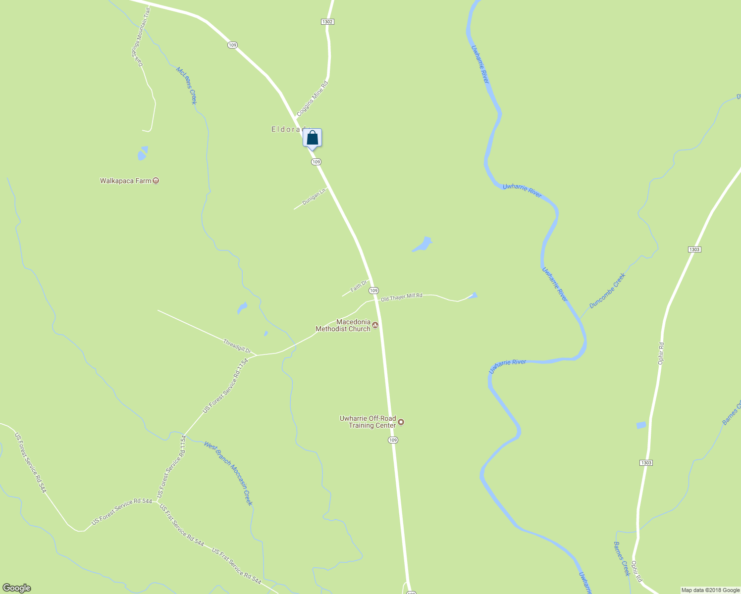map of restaurants, bars, coffee shops, grocery stores, and more near 4247 North Carolina 109 in Troy