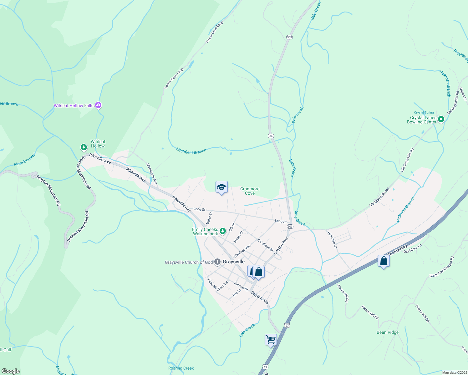 map of restaurants, bars, coffee shops, grocery stores, and more near 296 Blackburn Street in Dayton