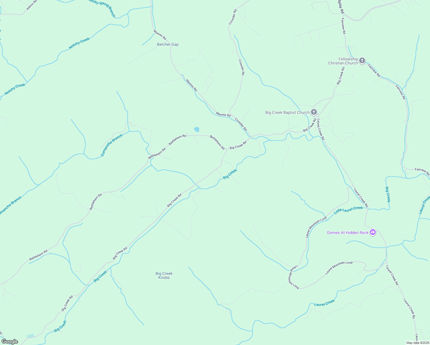 map of restaurants, bars, coffee shops, grocery stores, and more near 1049 Big Creek Road in Madisonville