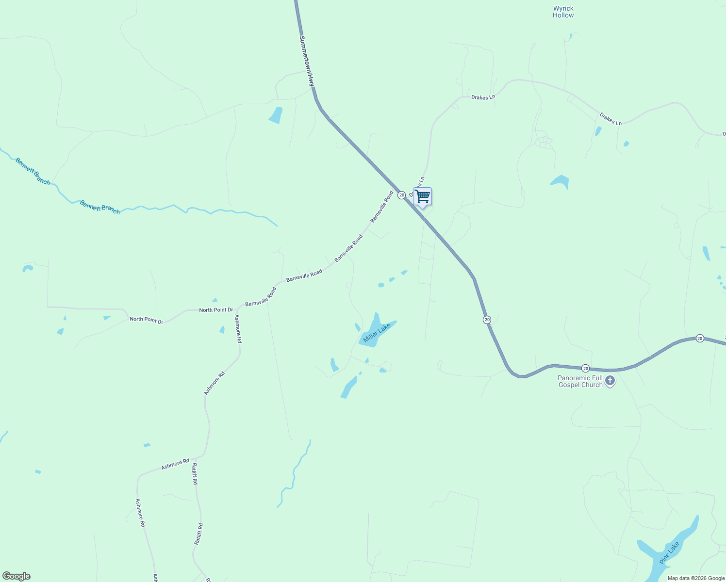 map of restaurants, bars, coffee shops, grocery stores, and more near 137 Miller Road in Summertown