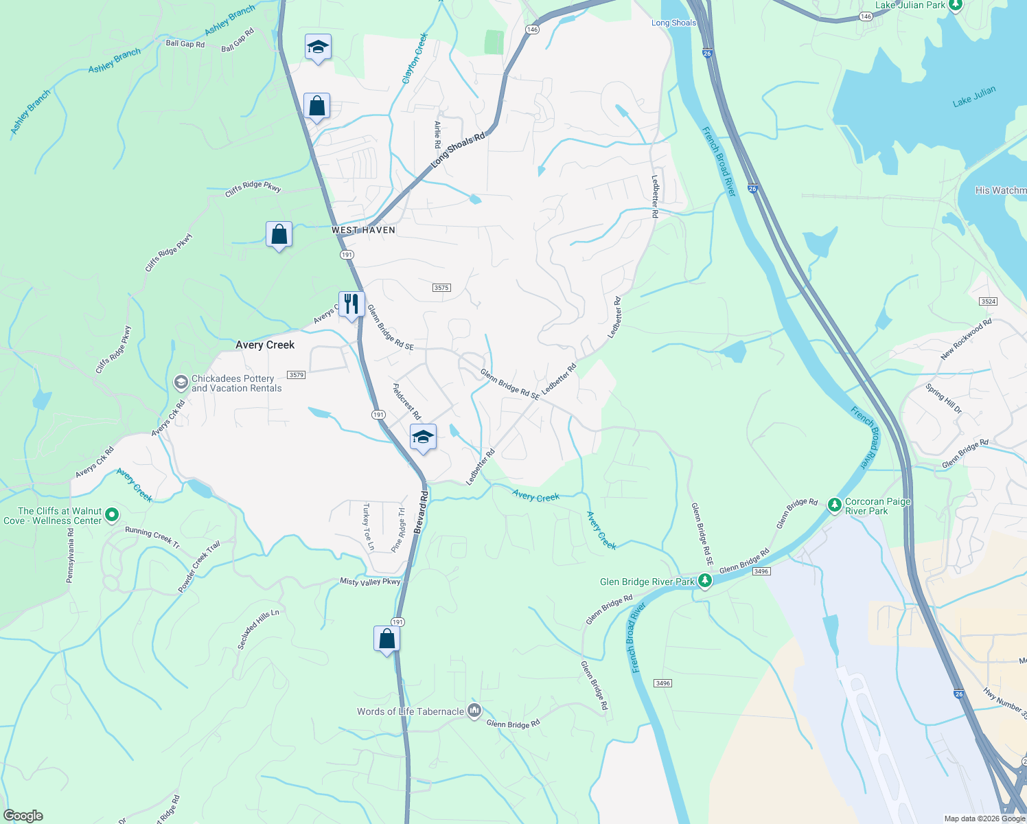 map of restaurants, bars, coffee shops, grocery stores, and more near 4 Hadley Park Way in Arden