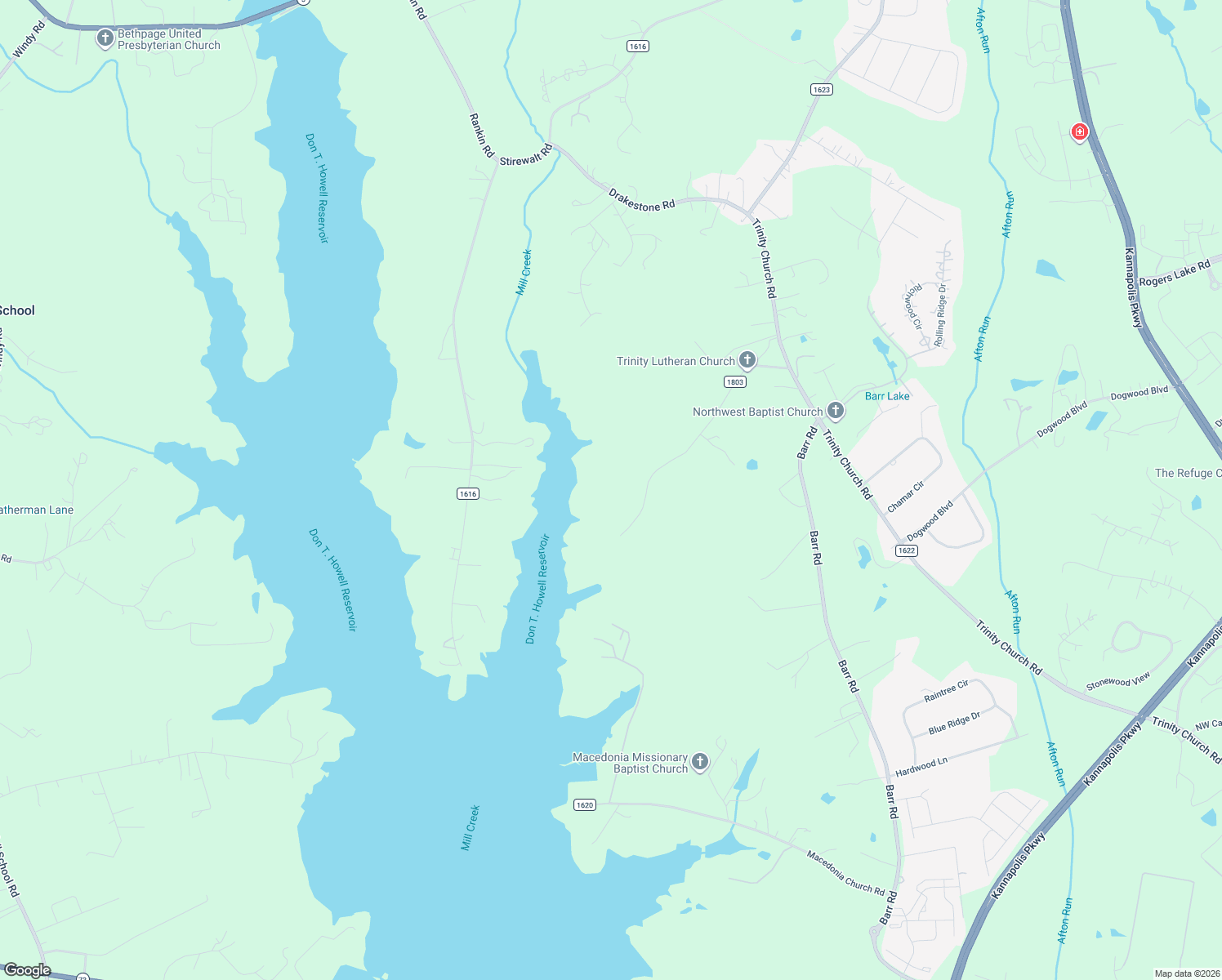 map of restaurants, bars, coffee shops, grocery stores, and more near 3351 Trinity Church Drive in Concord