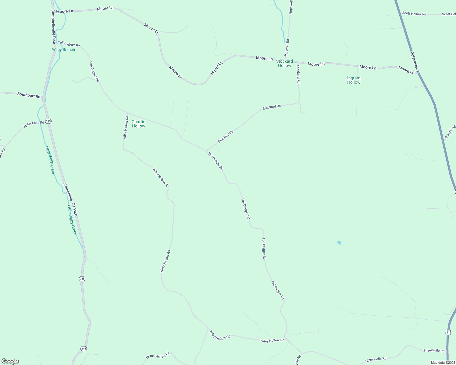 map of restaurants, bars, coffee shops, grocery stores, and more near Toll Dugger Road in Culleoka