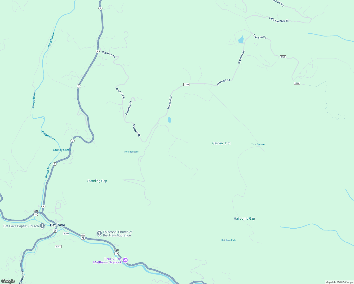 map of restaurants, bars, coffee shops, grocery stores, and more near 116 Sloshy Branch Trail in Lake Lure