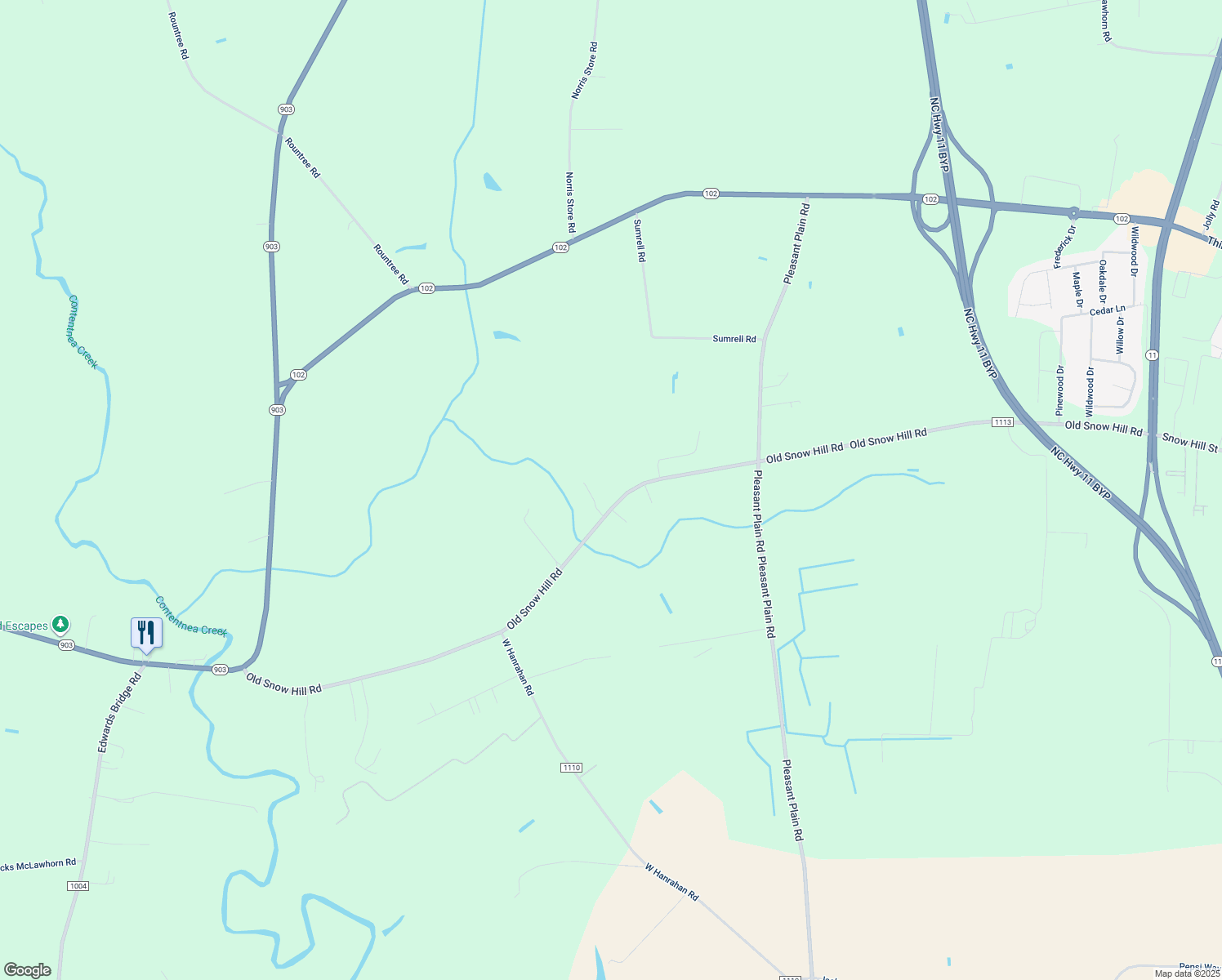 map of restaurants, bars, coffee shops, grocery stores, and more near 756 Old Snow Hill Rd in Ayden