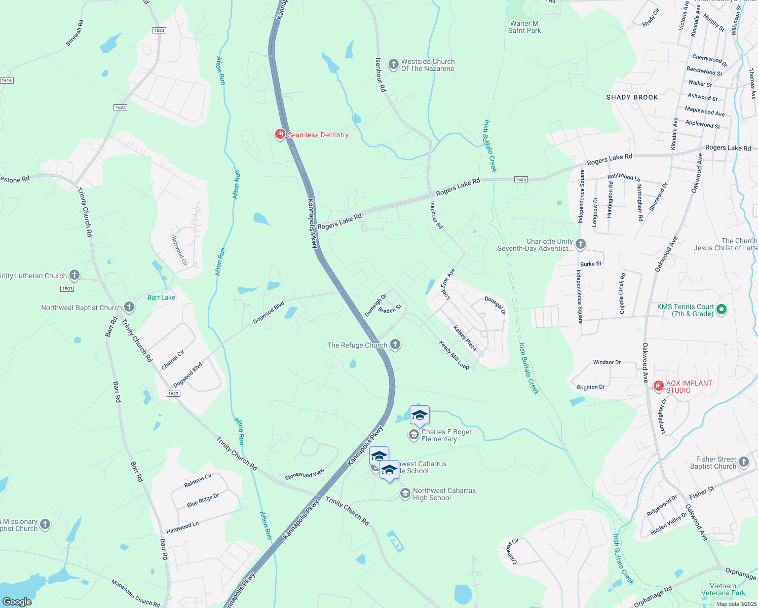 map of restaurants, bars, coffee shops, grocery stores, and more near 4888 Breden Street in Kannapolis