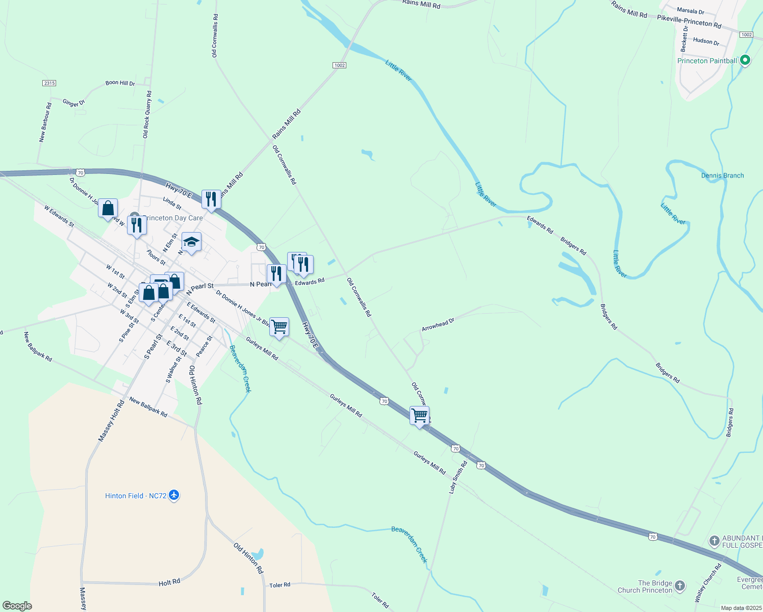 map of restaurants, bars, coffee shops, grocery stores, and more near 44 Crescent Drive in Princeton