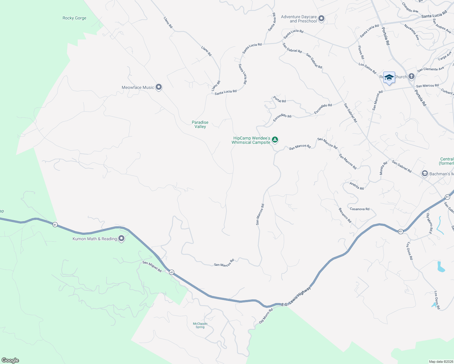 map of restaurants, bars, coffee shops, grocery stores, and more near 11555 Cenegal Road in Atascadero