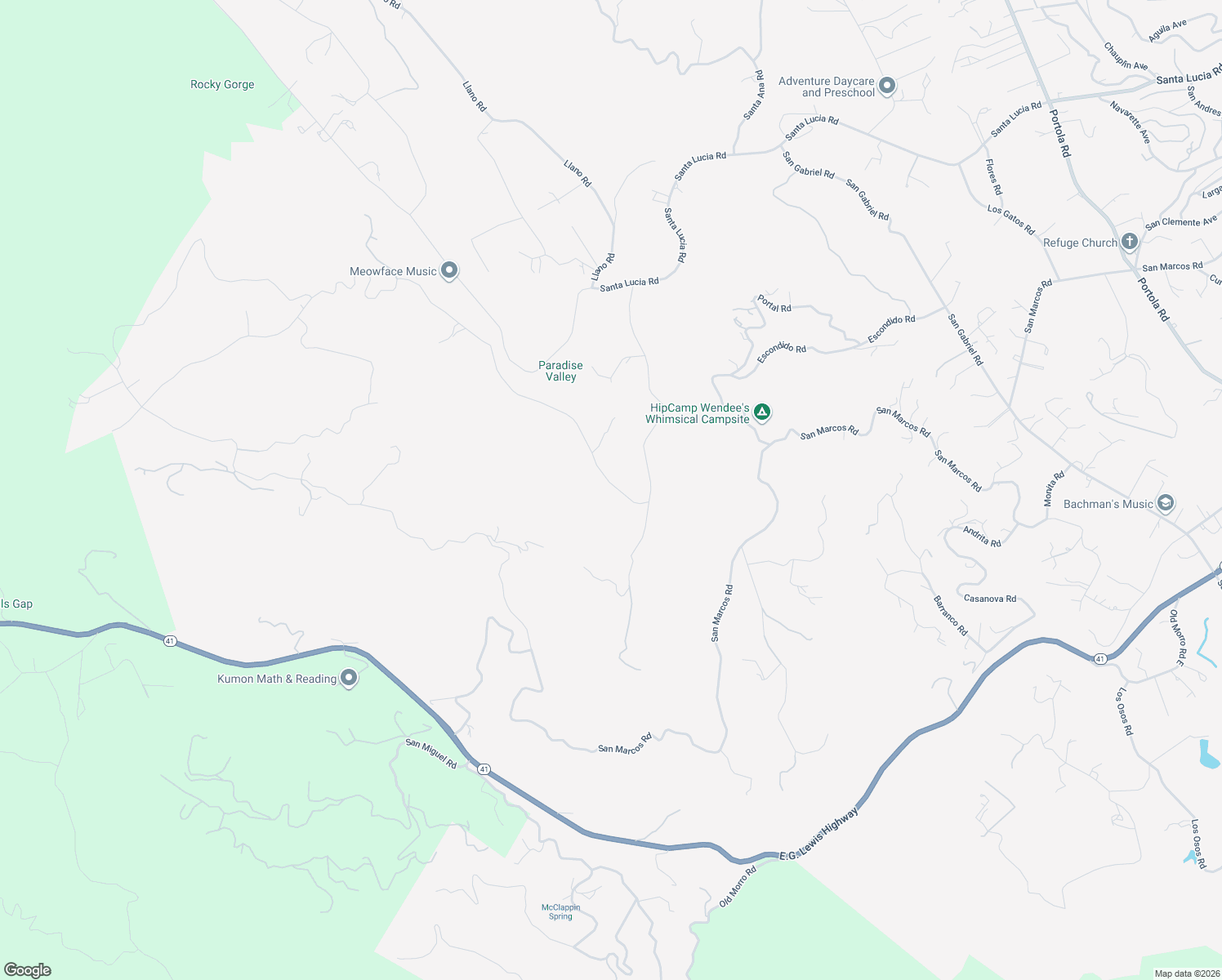 map of restaurants, bars, coffee shops, grocery stores, and more near 11625 Cenegal Road in Atascadero