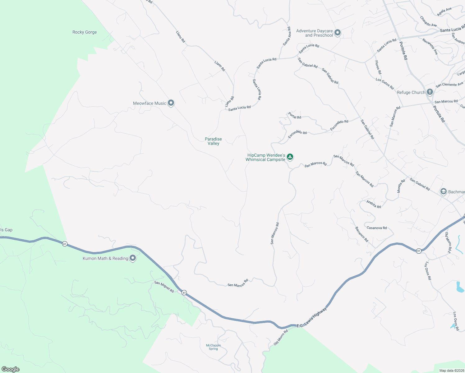 map of restaurants, bars, coffee shops, grocery stores, and more near 12166-12344 Cenegal Road in Atascadero