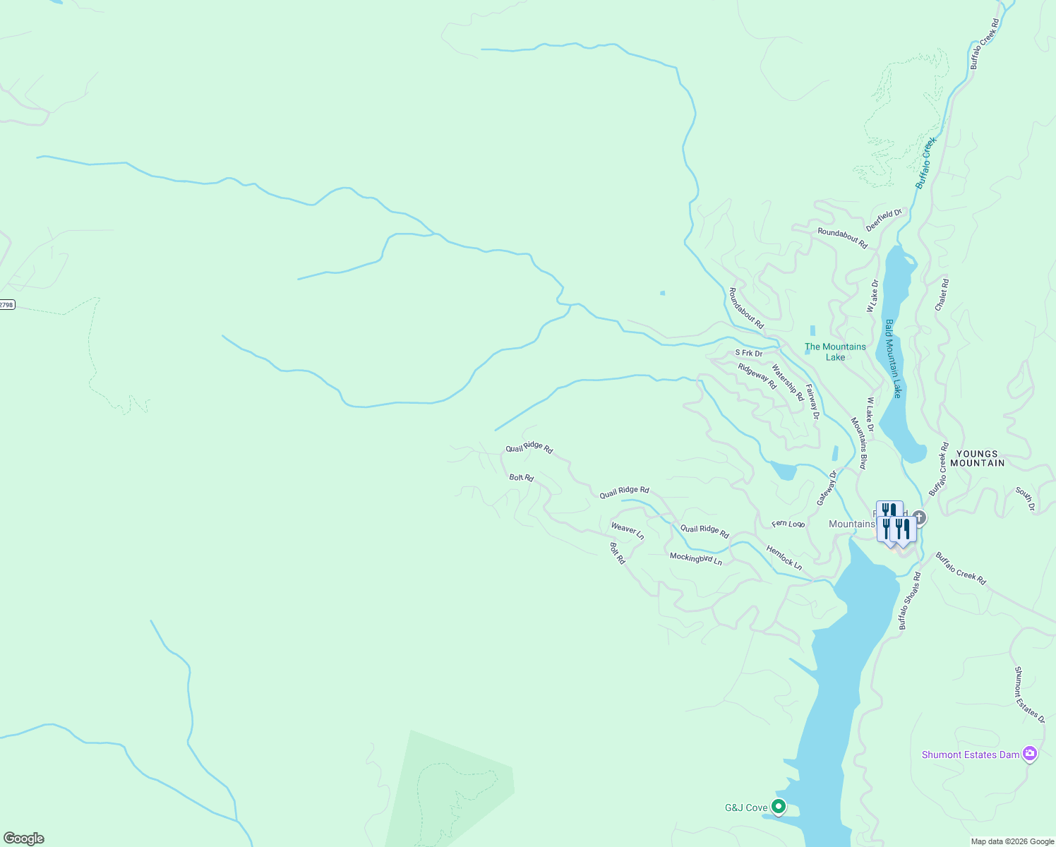 map of restaurants, bars, coffee shops, grocery stores, and more near 137 Sandy Ridge Road in Lake Lure
