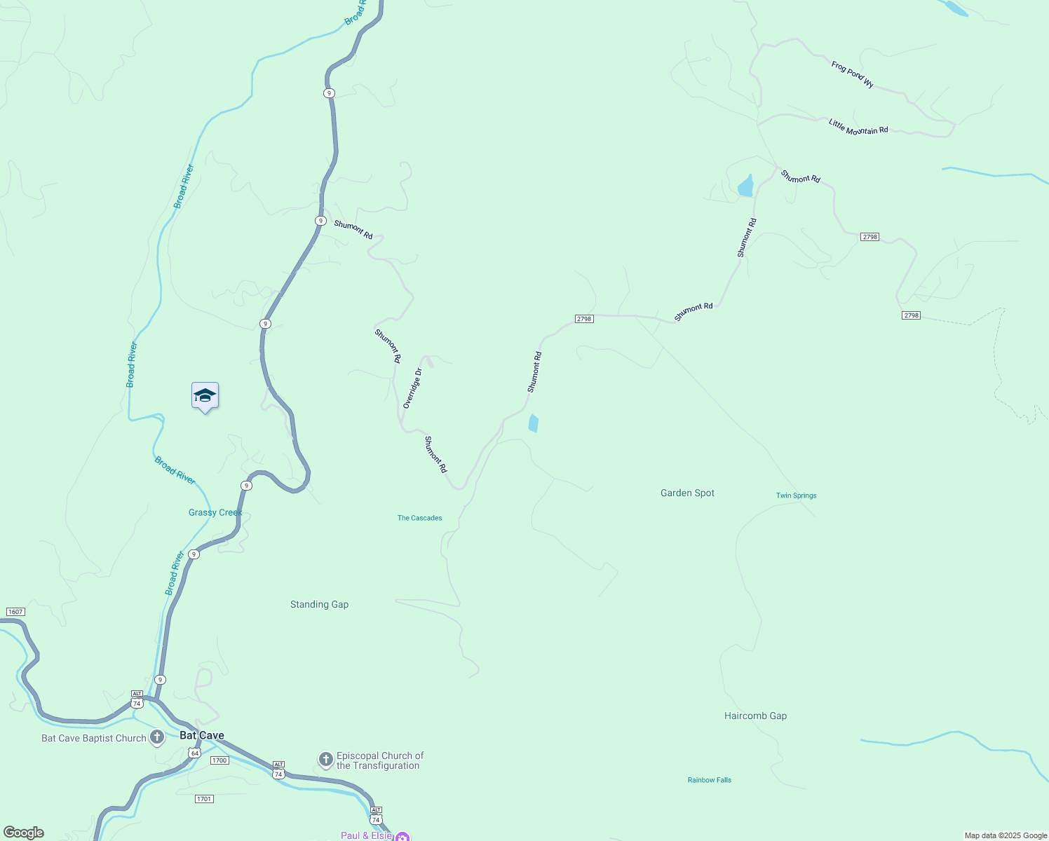 map of restaurants, bars, coffee shops, grocery stores, and more near 369 Shumont Road in Black Mountain