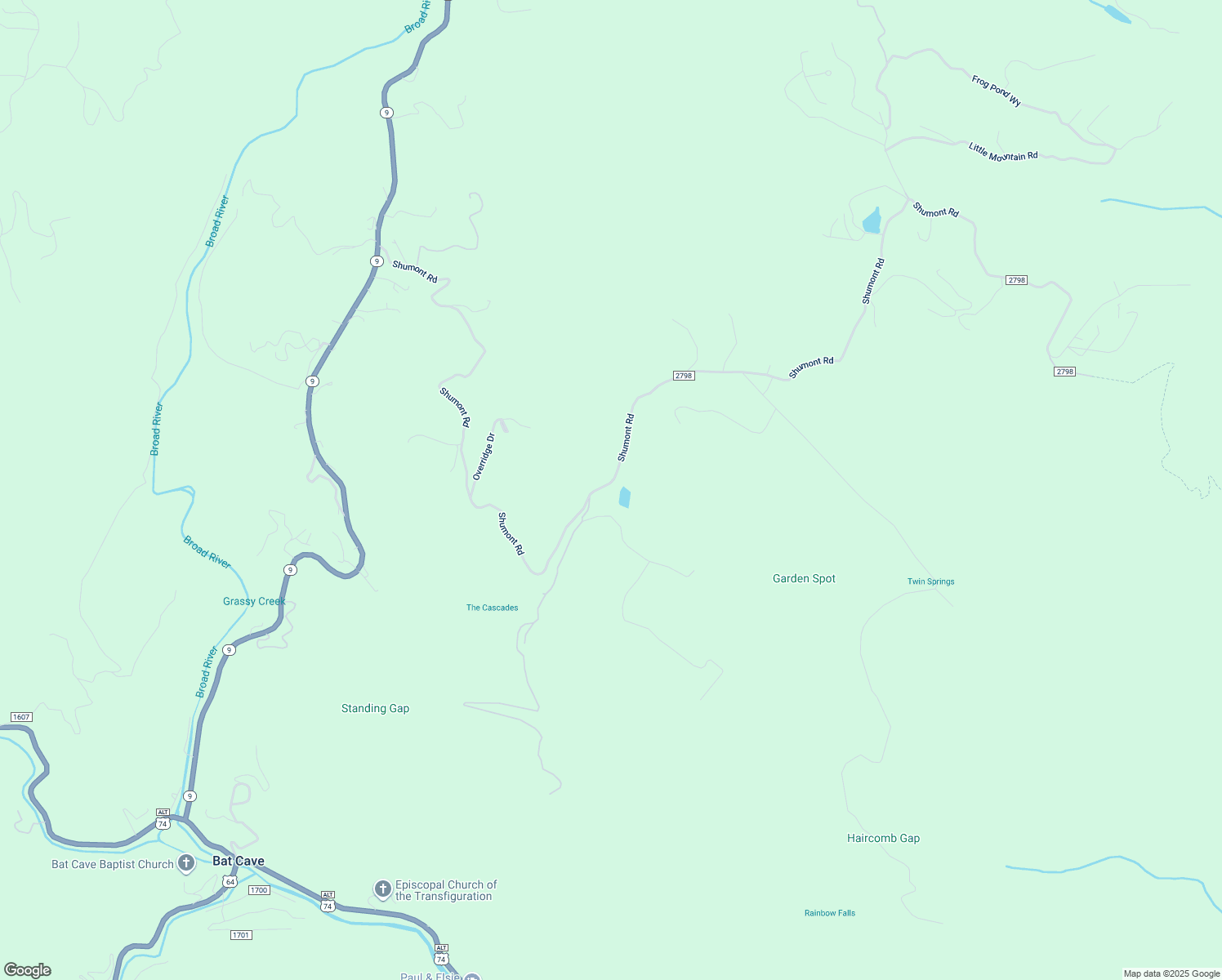 map of restaurants, bars, coffee shops, grocery stores, and more near 369 Shumont Road in Black Mountain