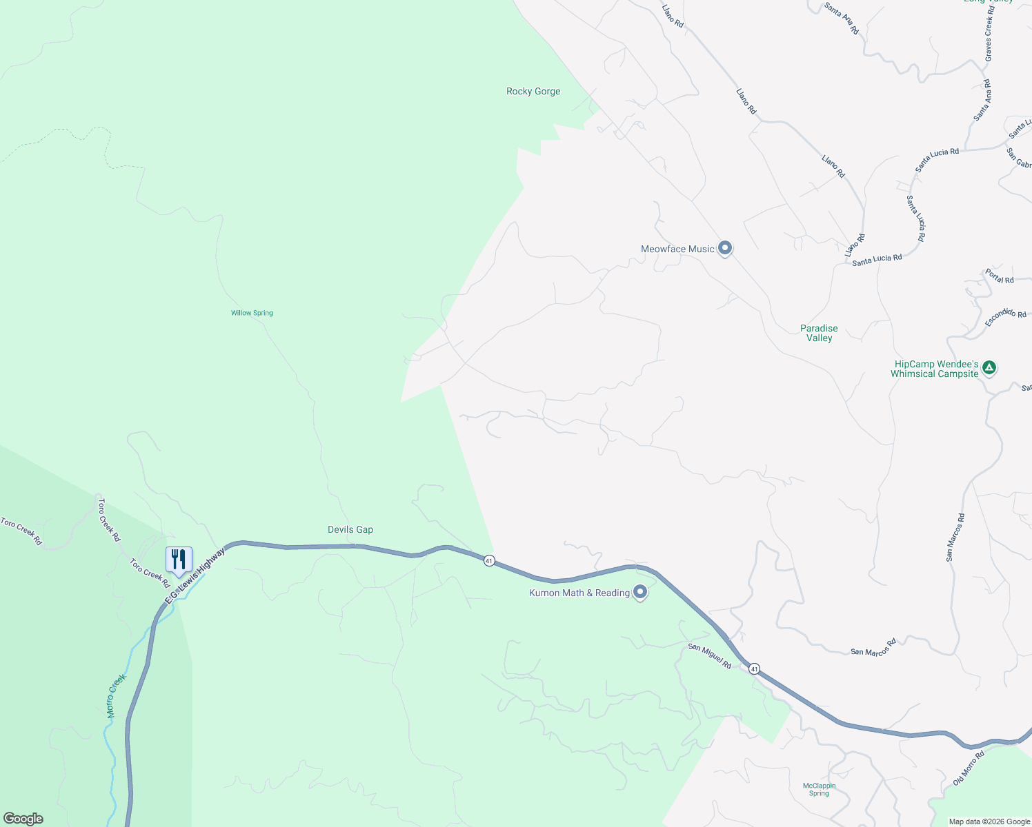 map of restaurants, bars, coffee shops, grocery stores, and more near 12726 Rojo Court in Atascadero