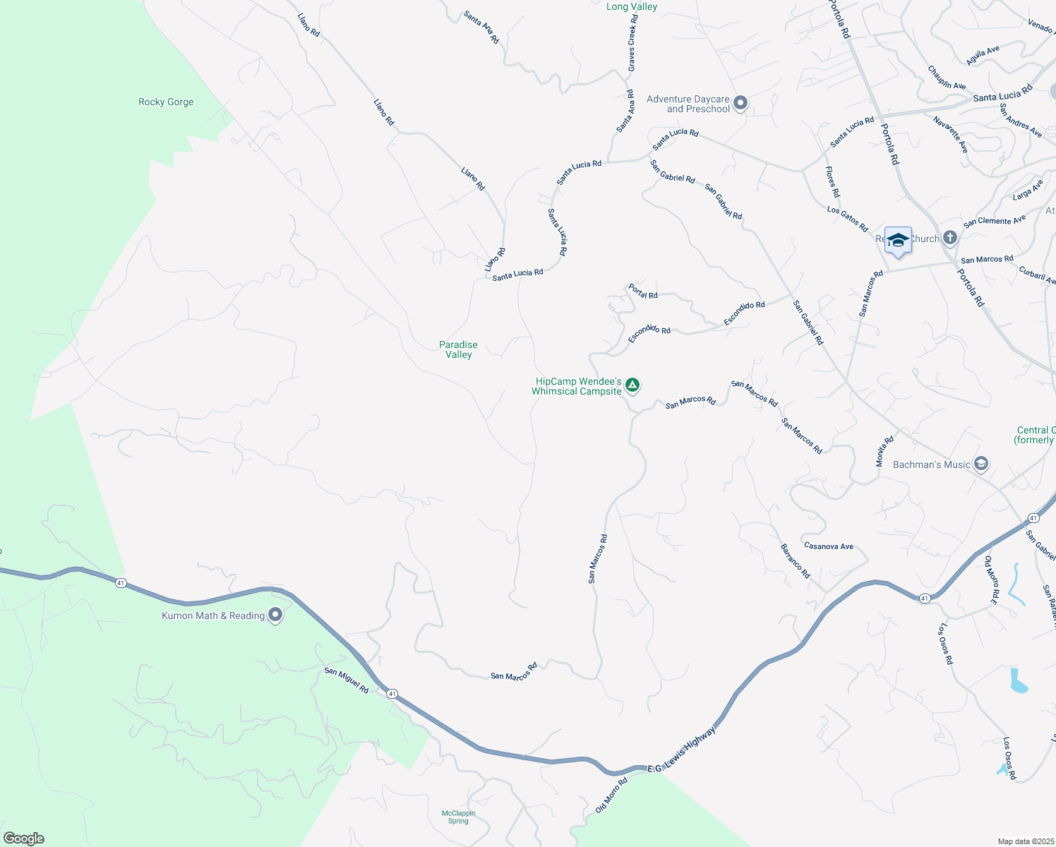 map of restaurants, bars, coffee shops, grocery stores, and more near 9575 Laurel Road in Atascadero