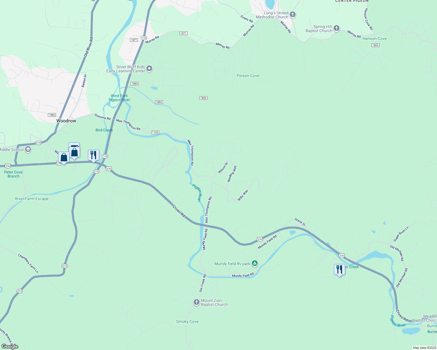 map of restaurants, bars, coffee shops, grocery stores, and more near 20 Rolling Acres Drive in Canton