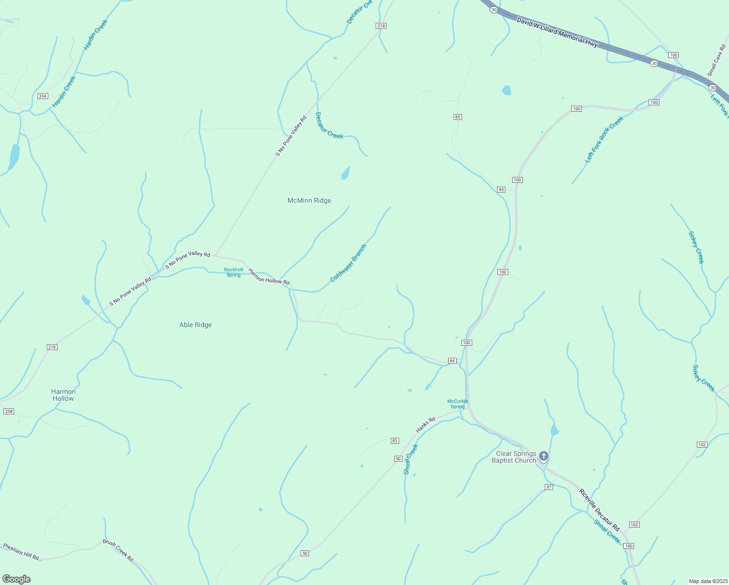 map of restaurants, bars, coffee shops, grocery stores, and more near 1073 Harmon Hollow Road in Decatur
