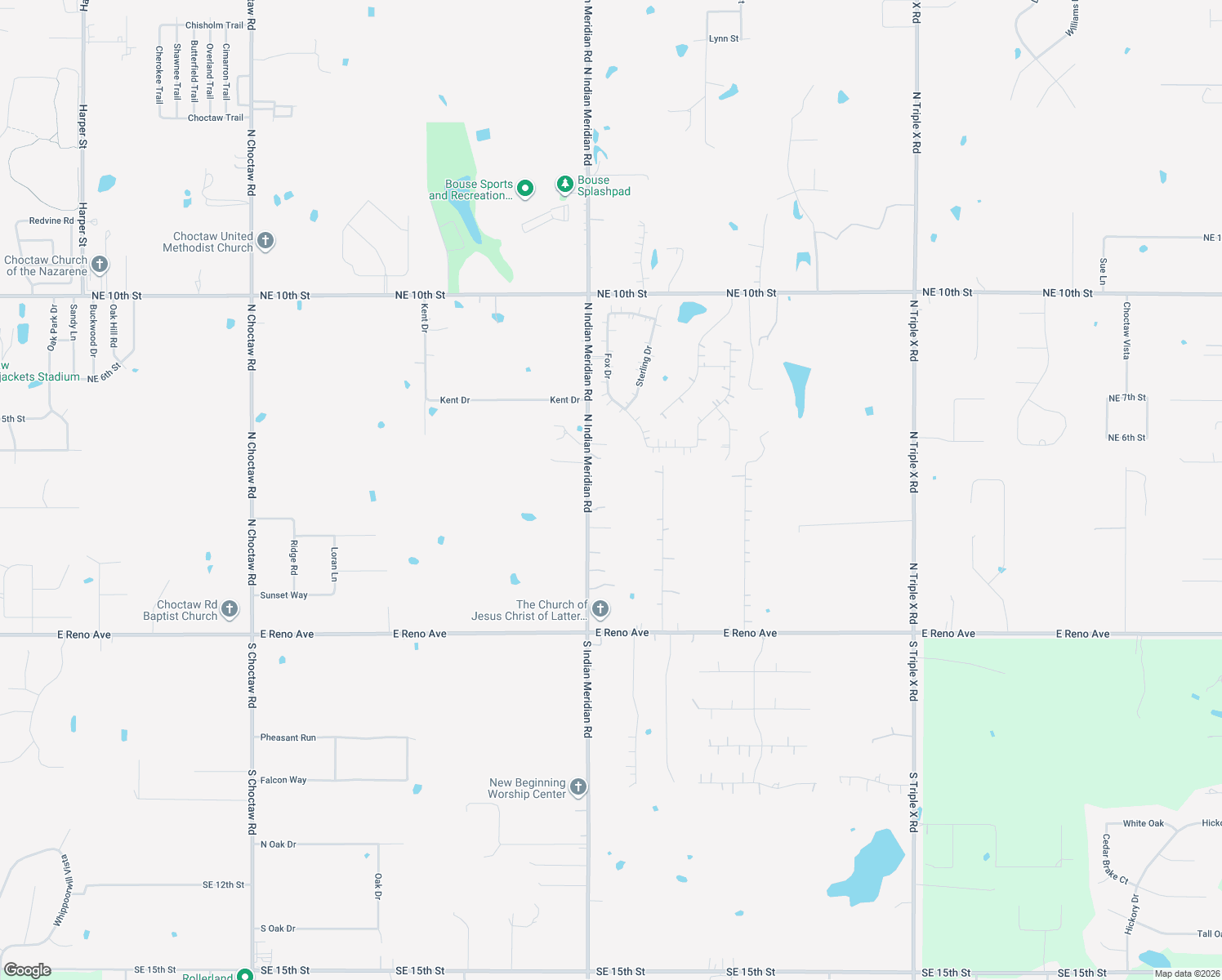 map of restaurants, bars, coffee shops, grocery stores, and more near 552 North Indian Meridian Road in Choctaw