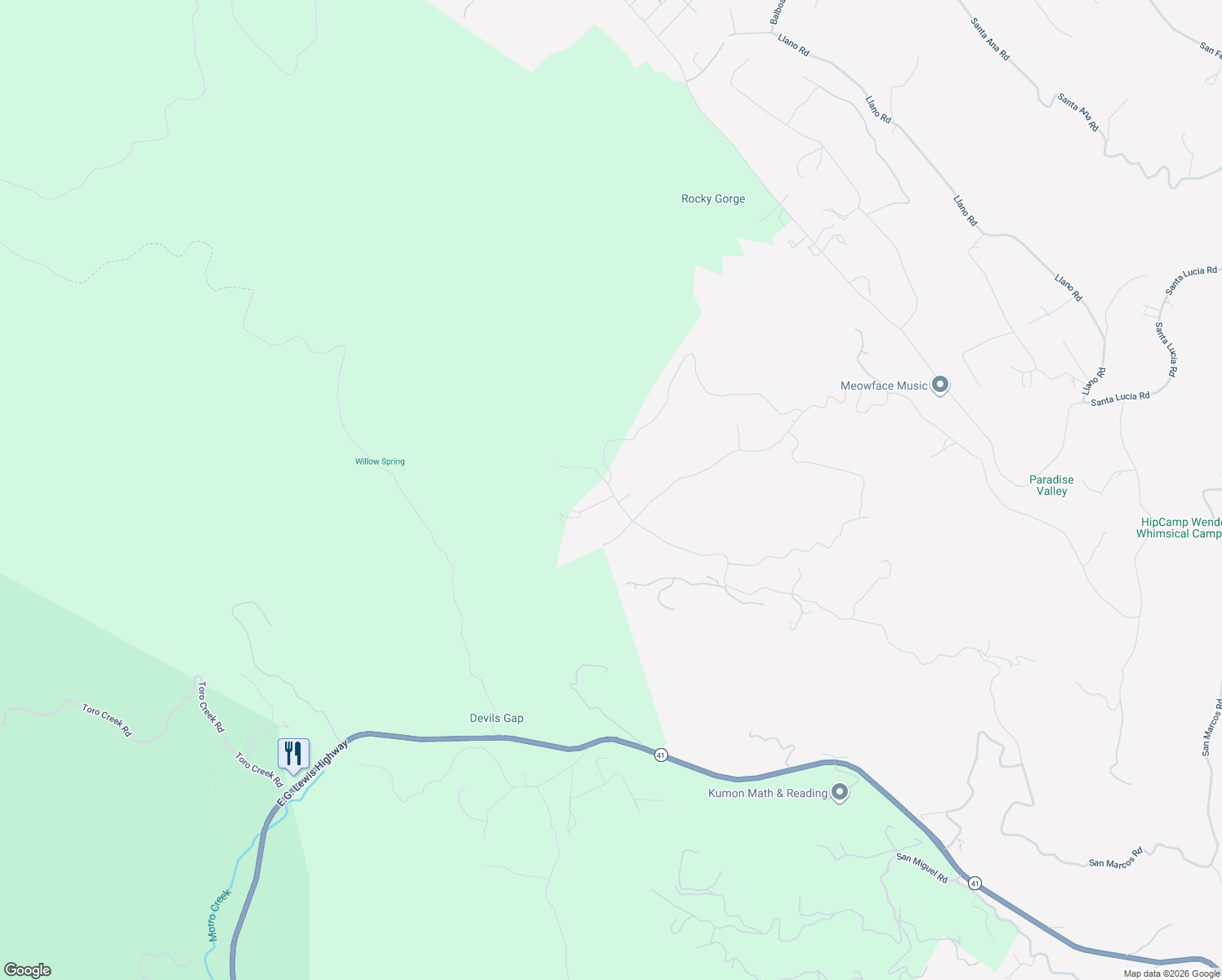 map of restaurants, bars, coffee shops, grocery stores, and more near 12440 San Marcos Road in Atascadero