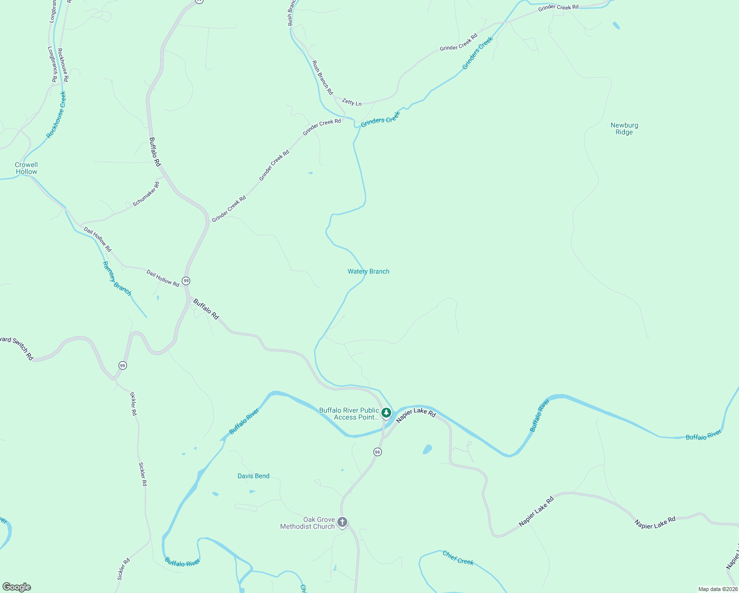 map of restaurants, bars, coffee shops, grocery stores, and more near 196 Griner Road in Hohenwald